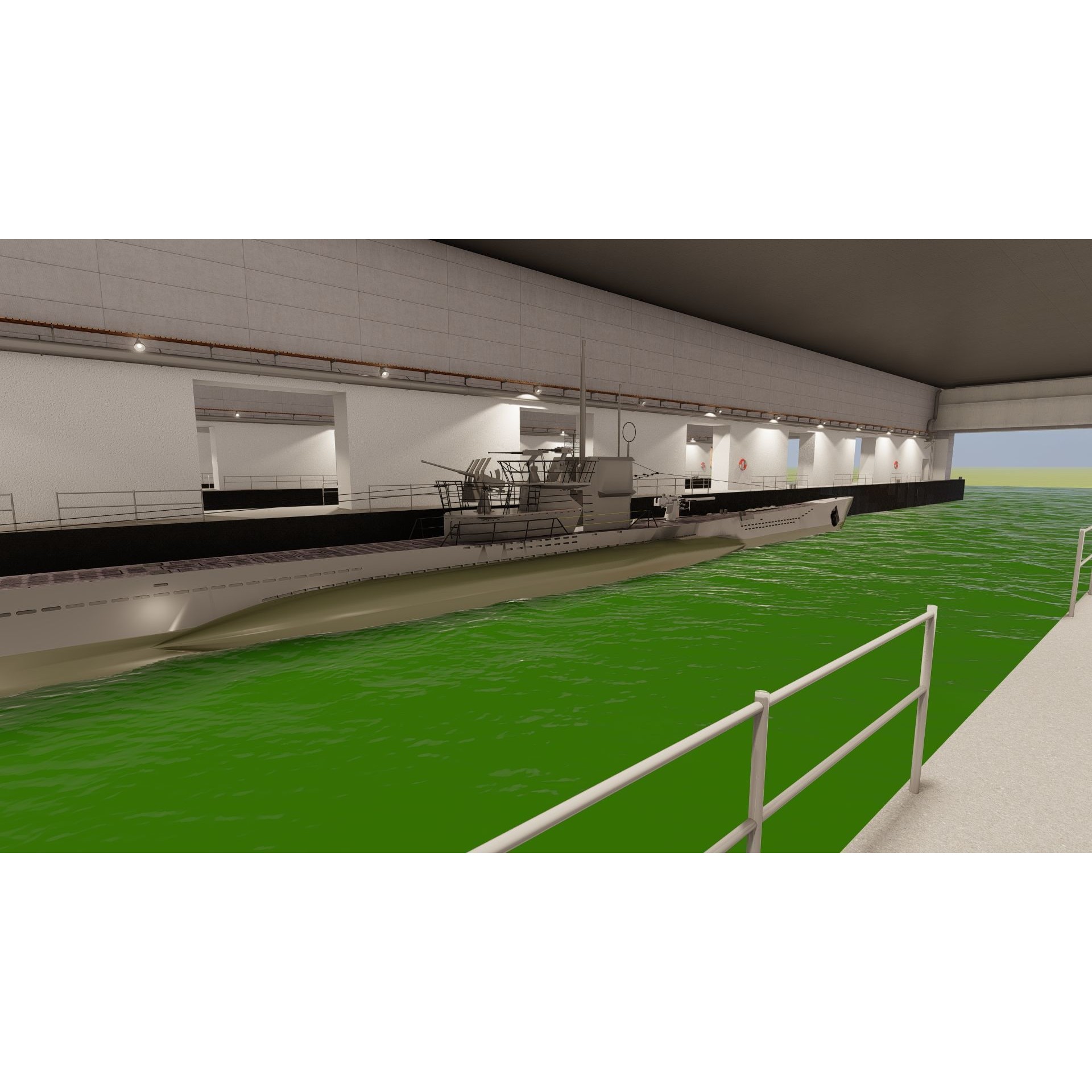 U-Boat Base at La Pallice France - Game-Ready 3D Model - View 24