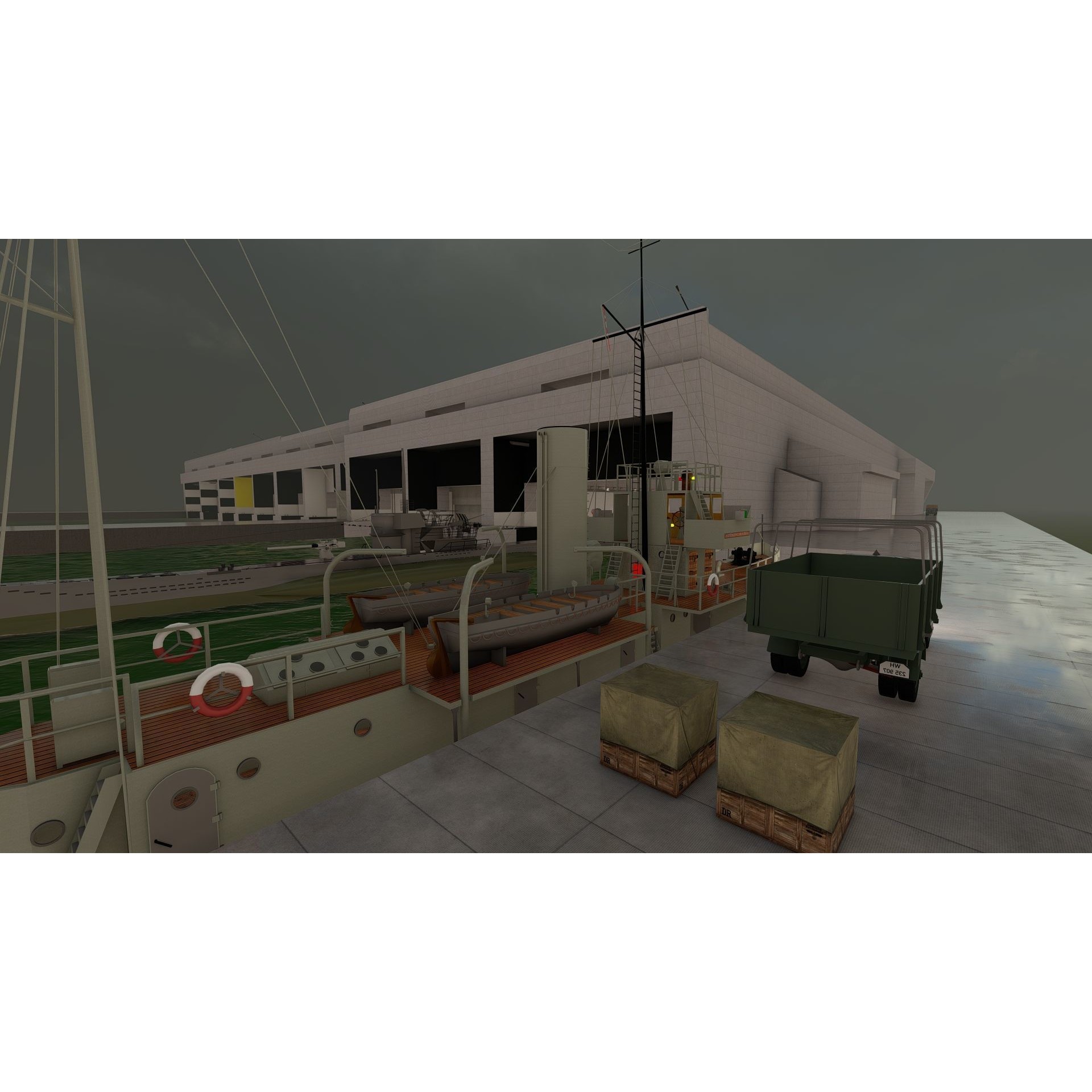U-Boat Base at La Pallice France - Game-Ready 3D Model - View 27