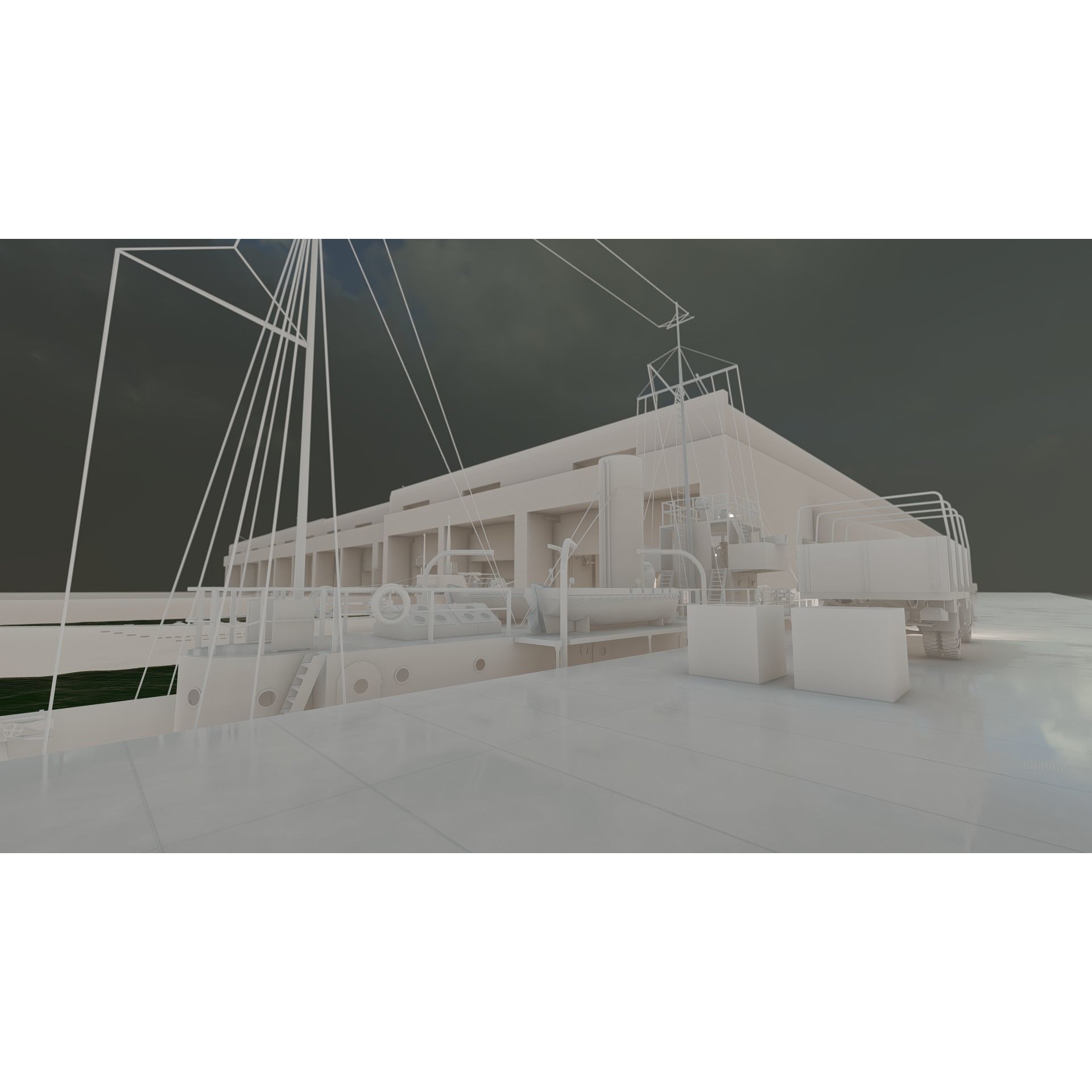 U-Boat Base at La Pallice France - Game-Ready 3D Model - View 32