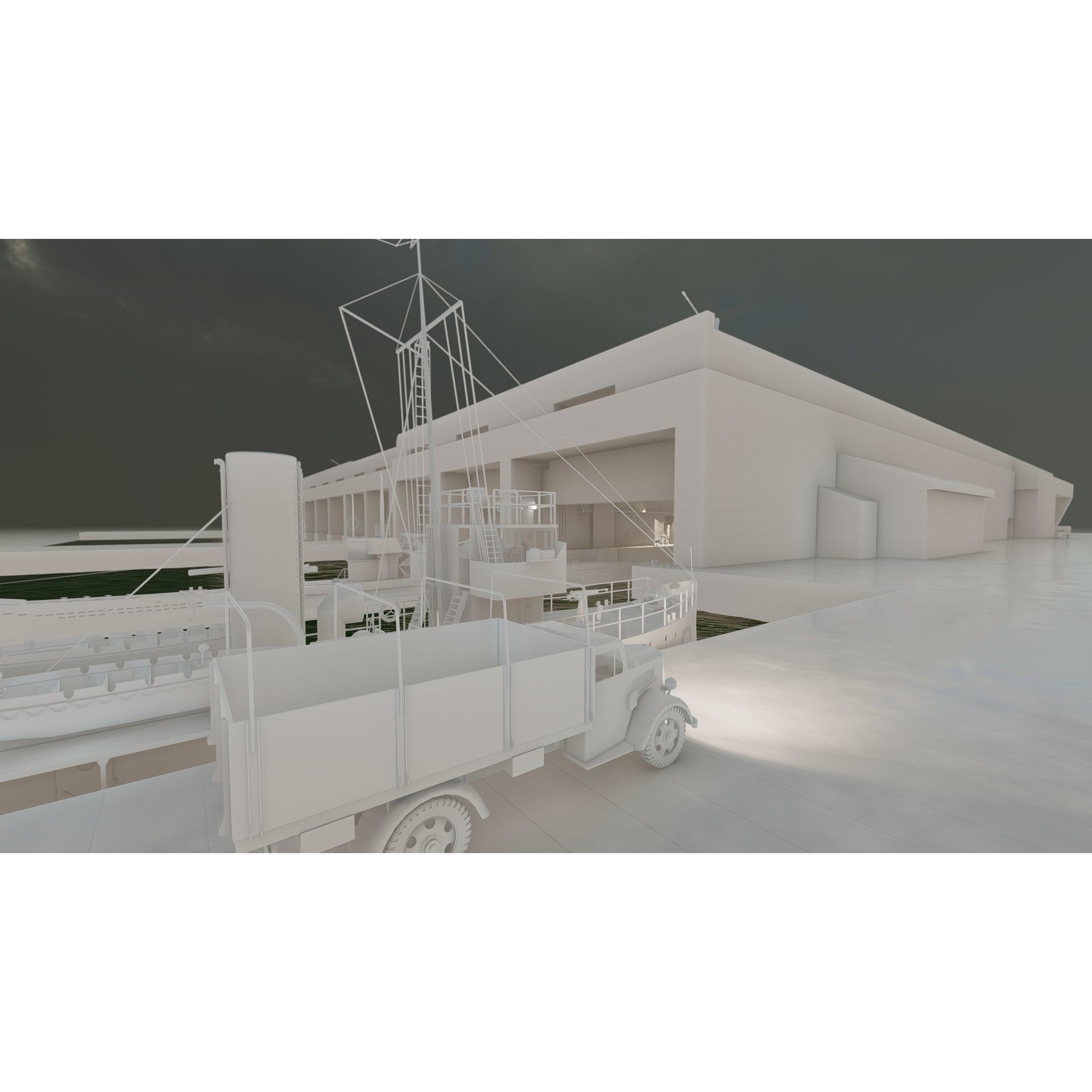 U-Boat Base at La Pallice France - Game-Ready 3D Model - View 33