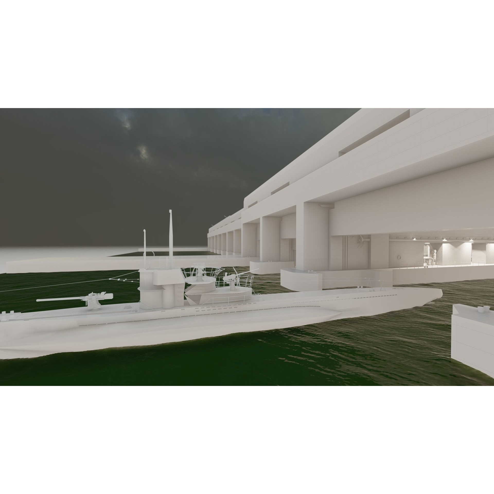 U-Boat Base at La Pallice France - Game-Ready 3D Model - View 35