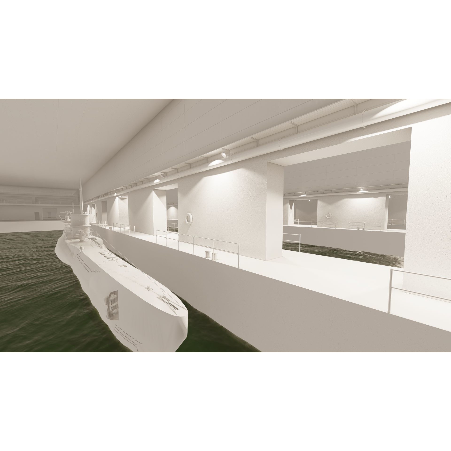 U-Boat Base at La Pallice France - Game-Ready 3D Model - View 37