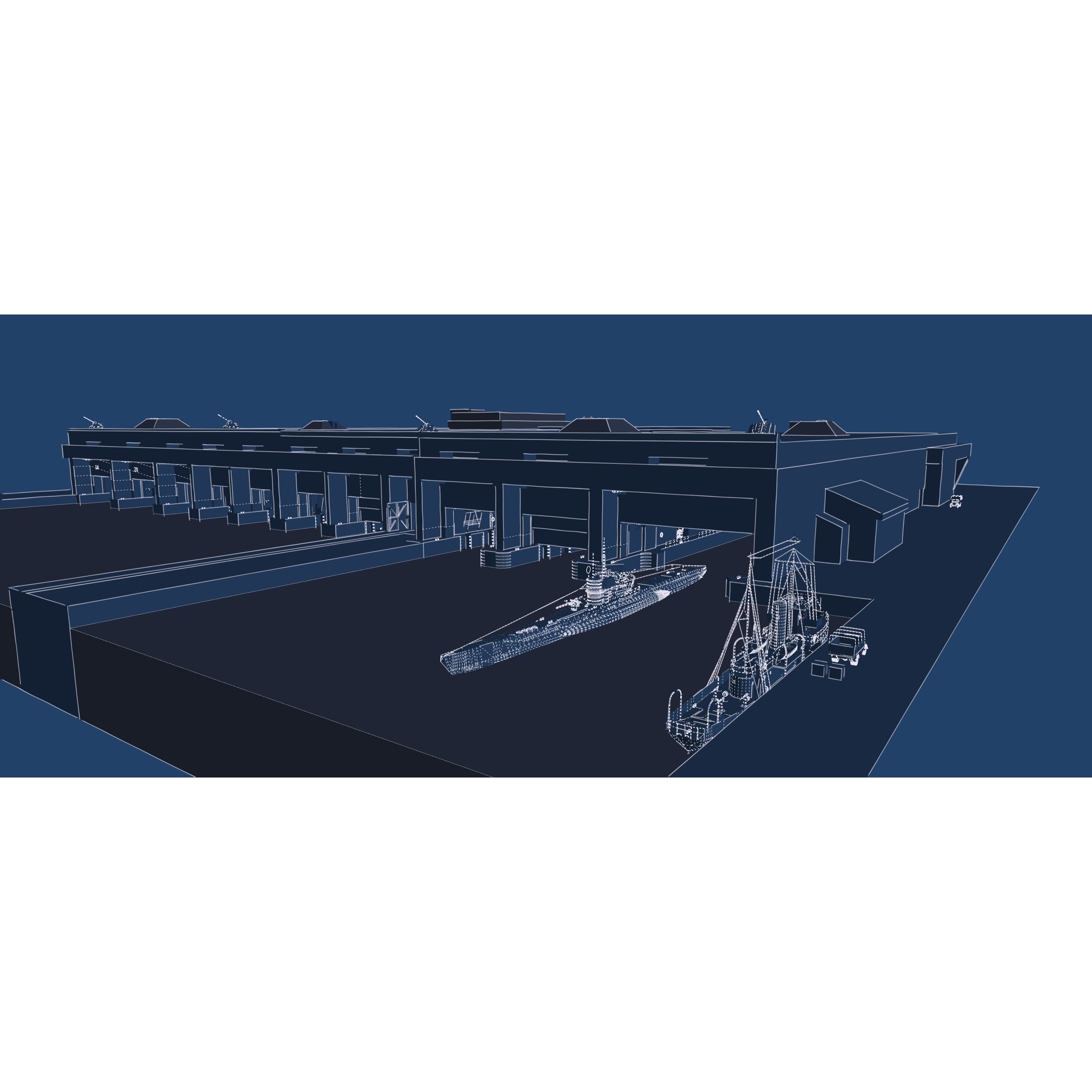 U-Boat Base at La Pallice France - Game-Ready 3D Model - View 38