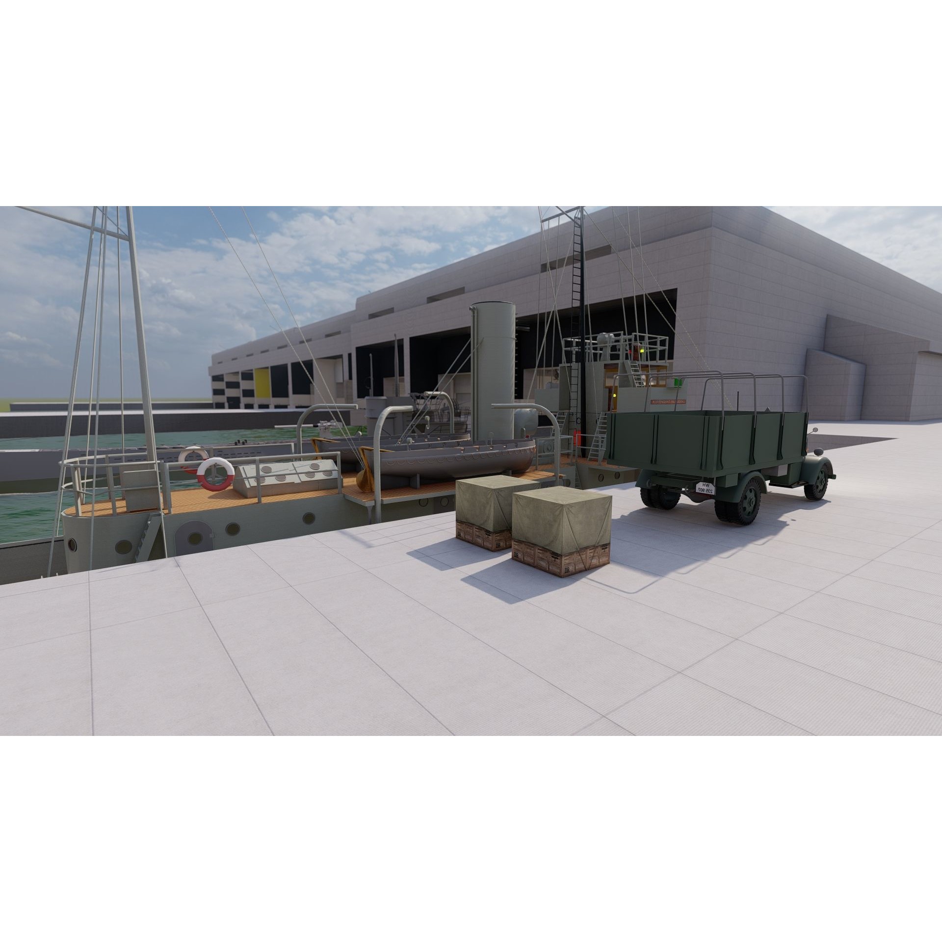 U-Boat Base at La Pallice France - Game-Ready 3D Model - View 4