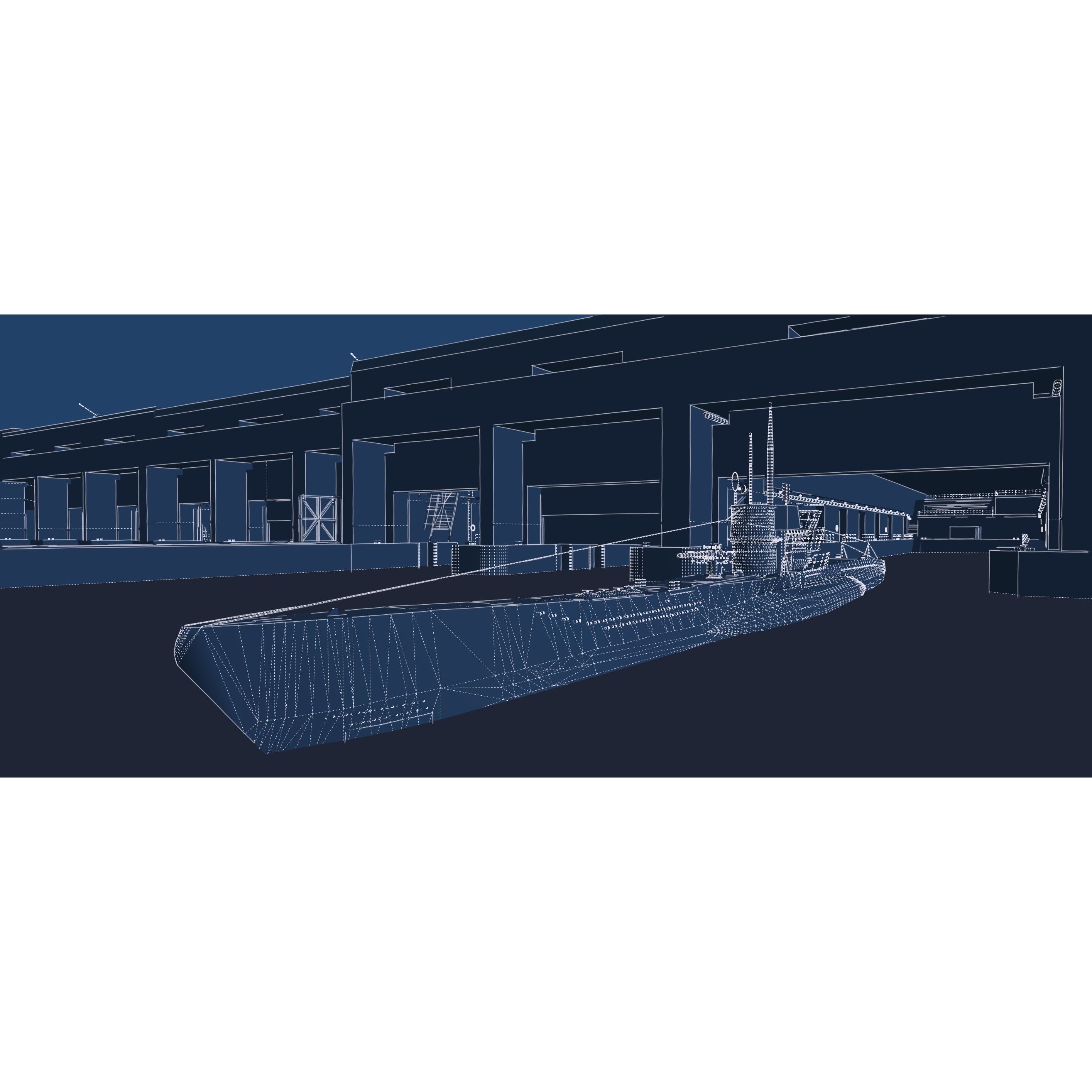 U-Boat Base at La Pallice France - Game-Ready 3D Model - View 40