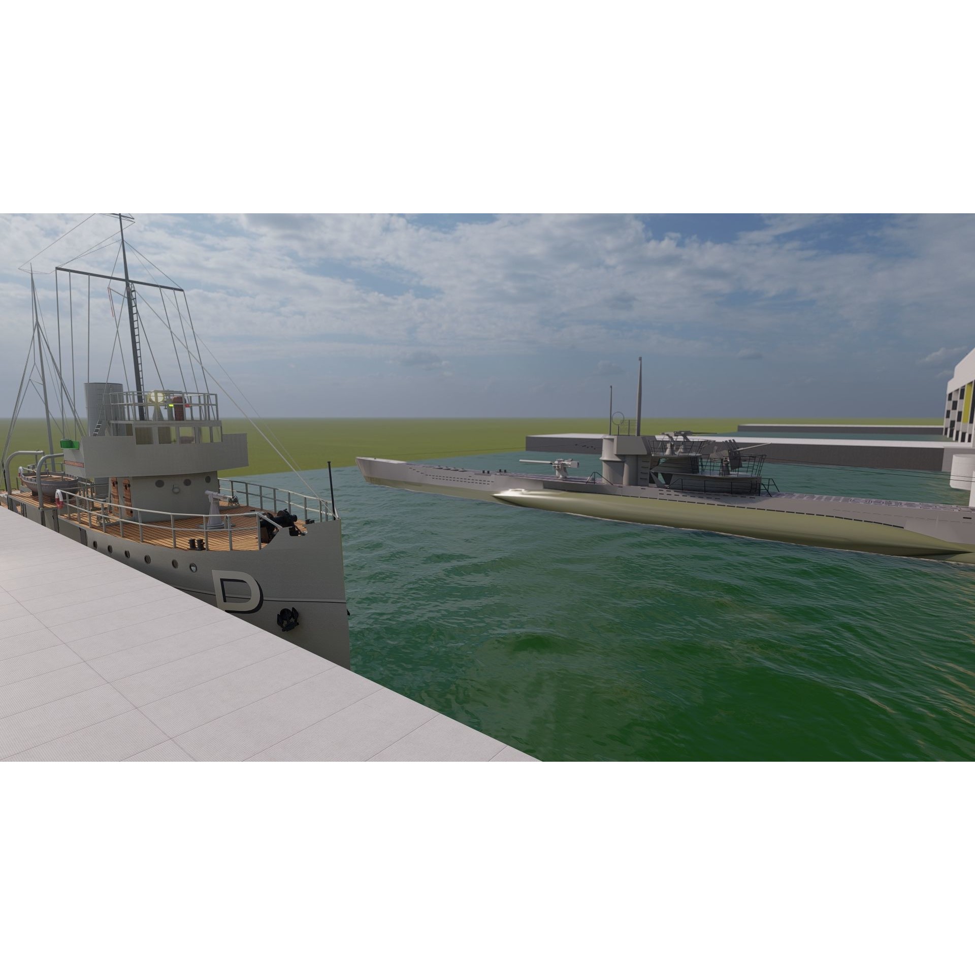 U-Boat Base at La Pallice France - Game-Ready 3D Model - View 6