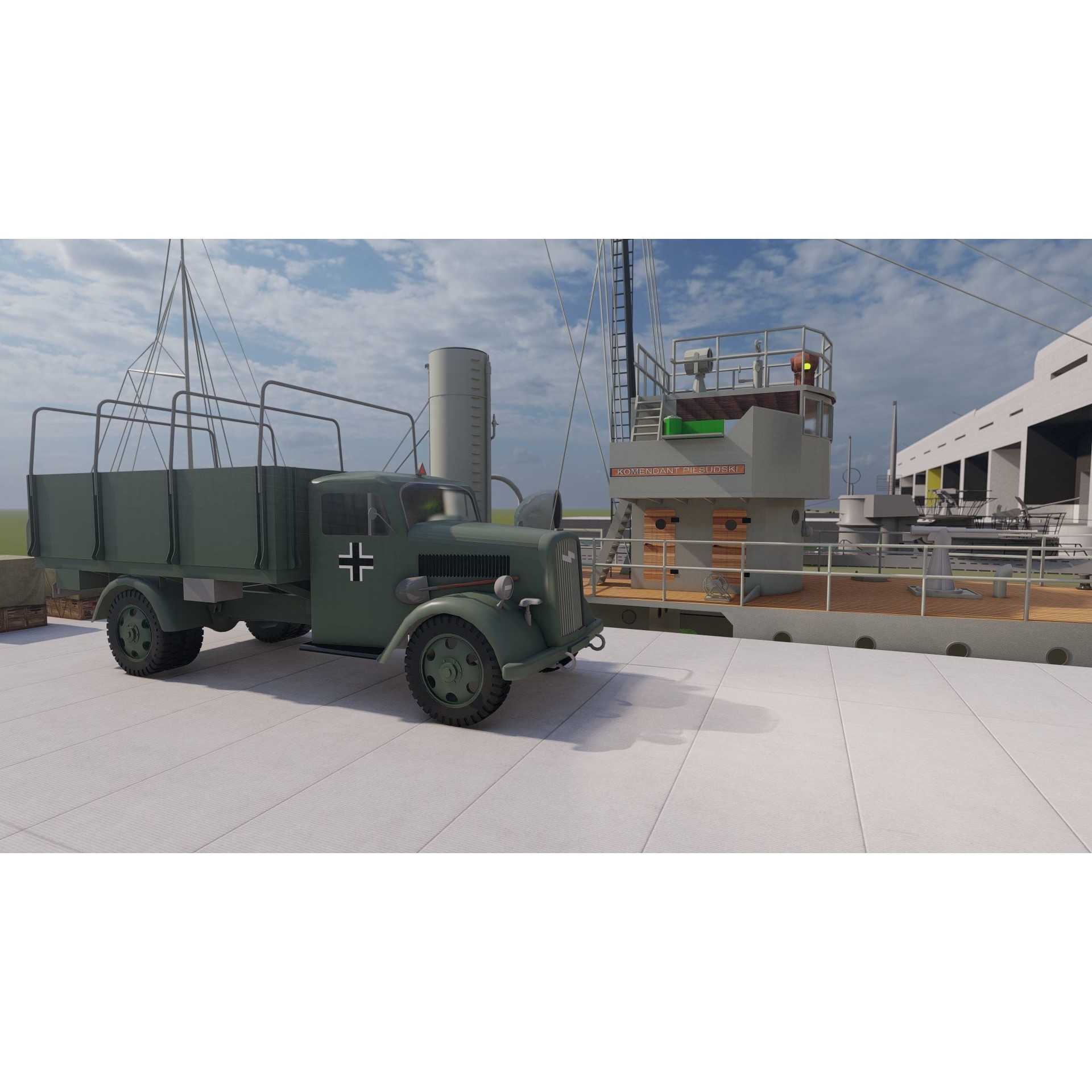 U-Boat Base at La Pallice France - Game-Ready 3D Model - View 7