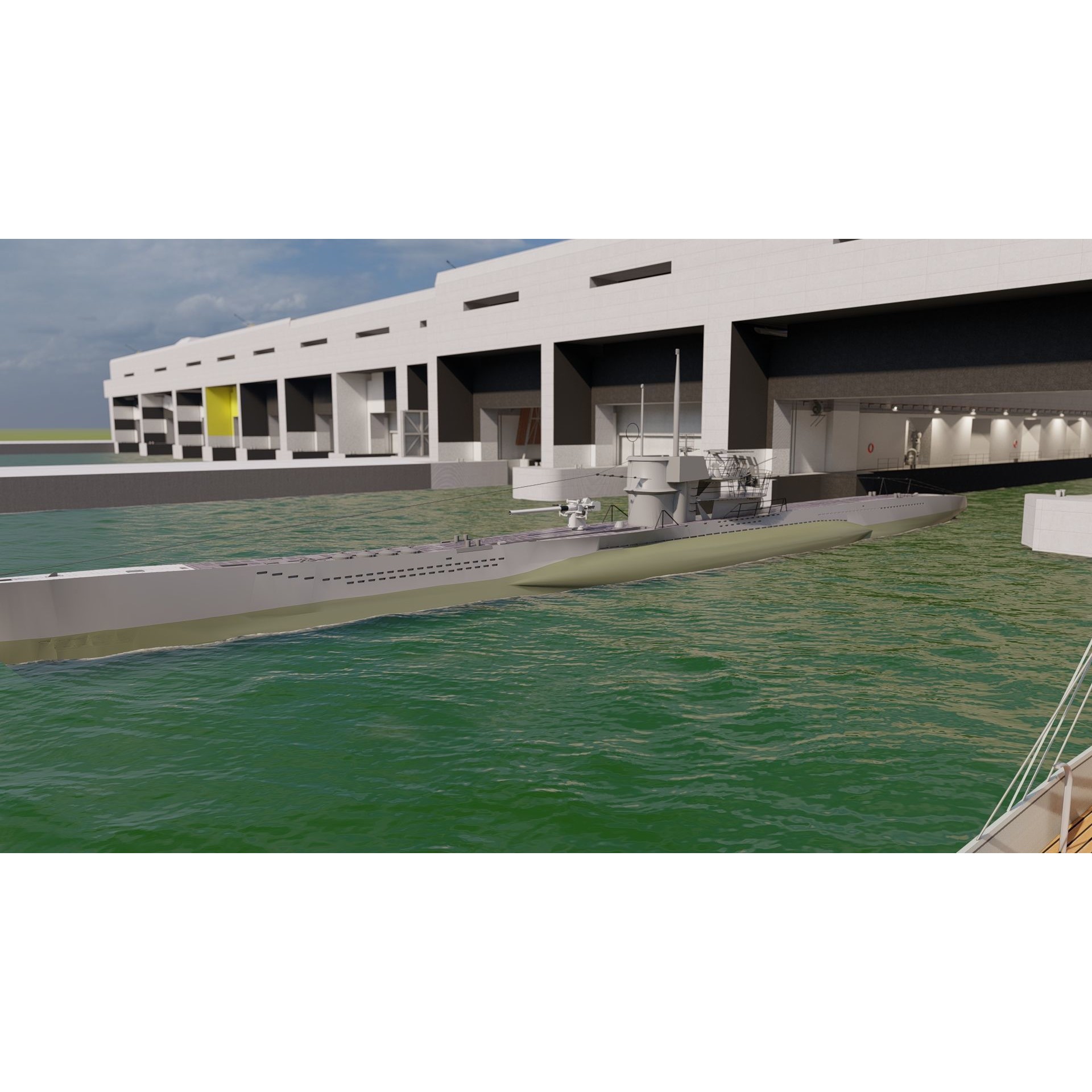 U-Boat Base at La Pallice France - Game-Ready 3D Model - View 8