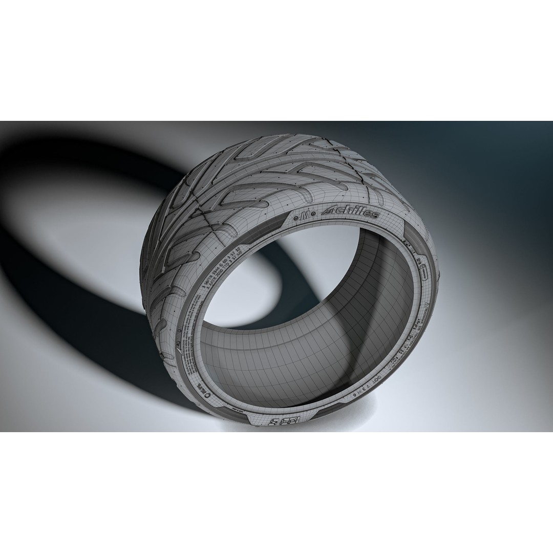 Achilles 123S Tire 3D Model – High Poly PBR Asset, FBX and Corona Render - View 11
