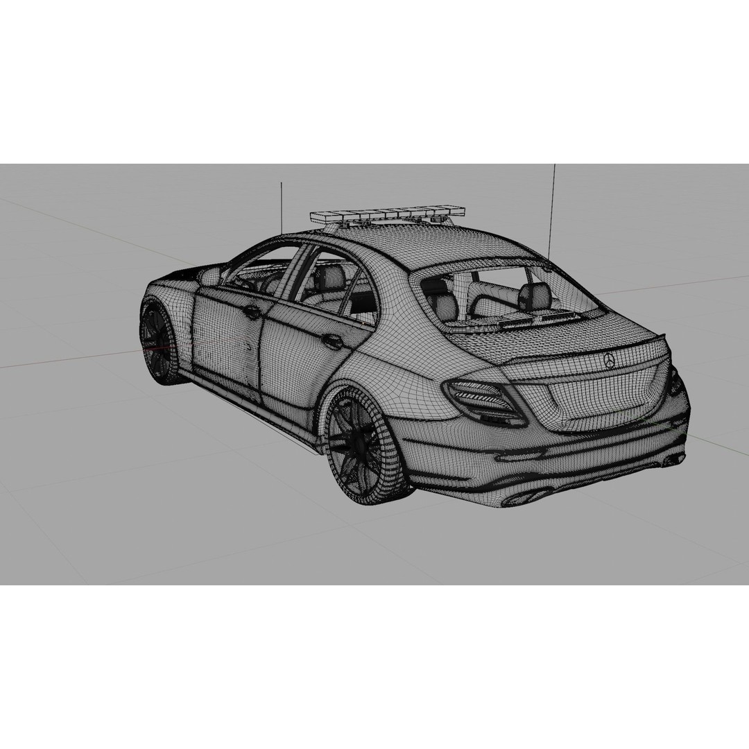 Mercedes Benz E43 Police Car 3D Model – High Poly PBR Asset, Blender