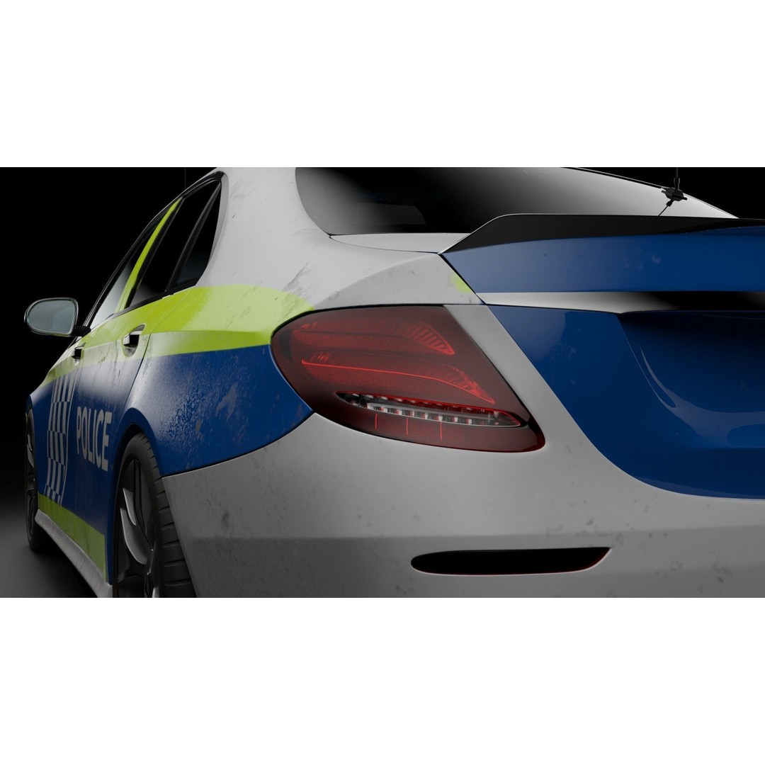 Mercedes Benz E43 Police Car 3D Model – High Poly PBR Asset, Blender - View 11