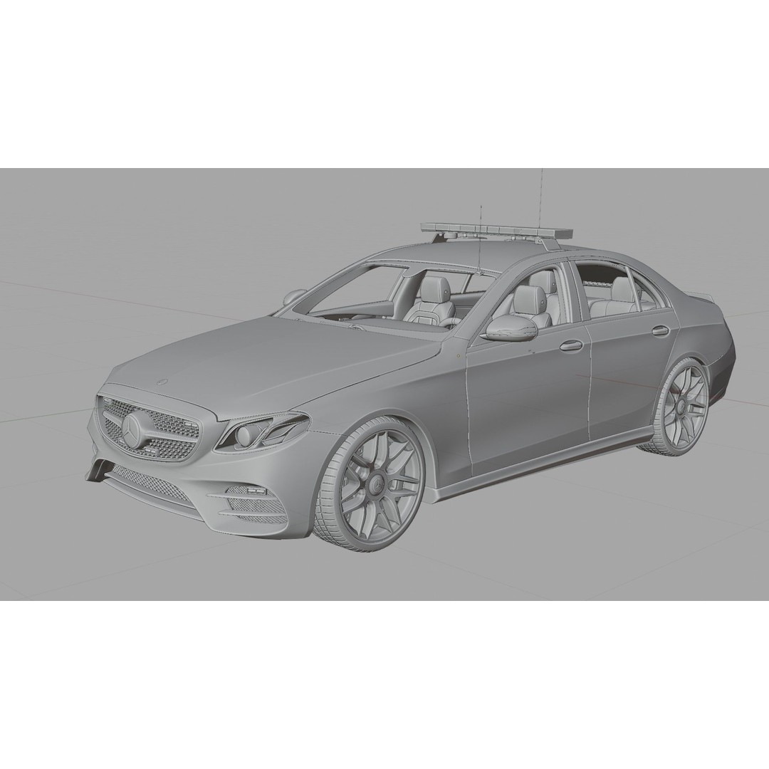 Mercedes Benz E43 Police Car 3D Model – High Poly PBR Asset, Blender - View 12