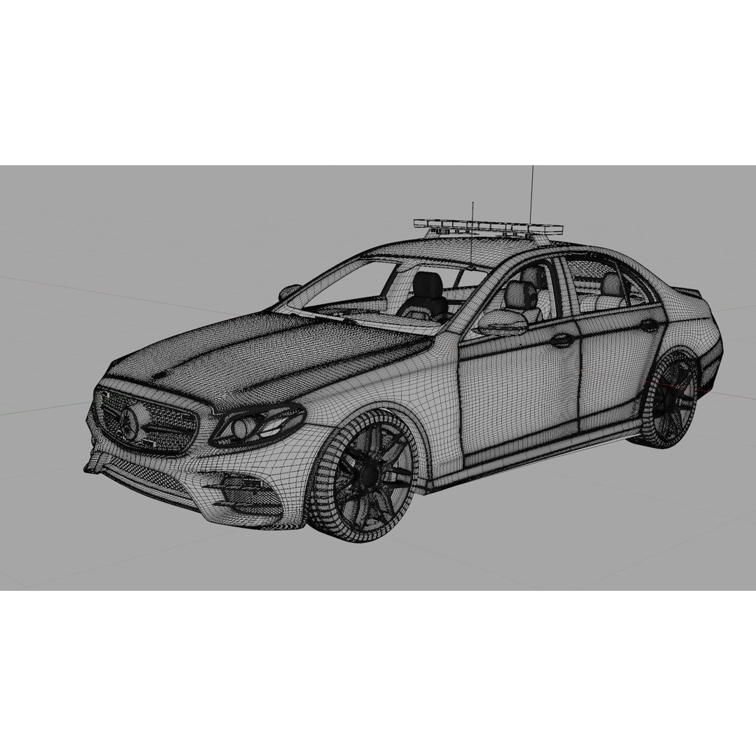 Mercedes Benz E43 Police Car 3D Model – High Poly PBR Asset, Blender - View 13