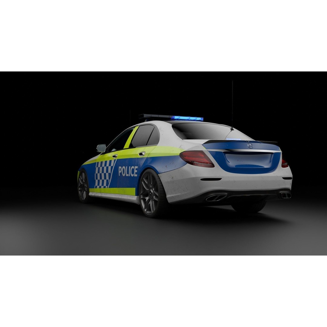 Mercedes Benz E43 Police Car 3D Model – High Poly PBR Asset, Blender - View 4