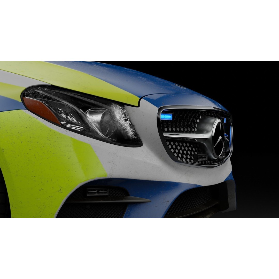 Mercedes Benz E43 Police Car 3D Model – High Poly PBR Asset, Blender - View 5