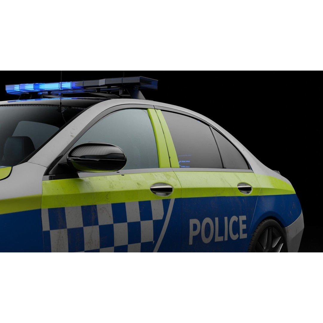 Mercedes Benz E43 Police Car 3D Model – High Poly PBR Asset, Blender - View 7