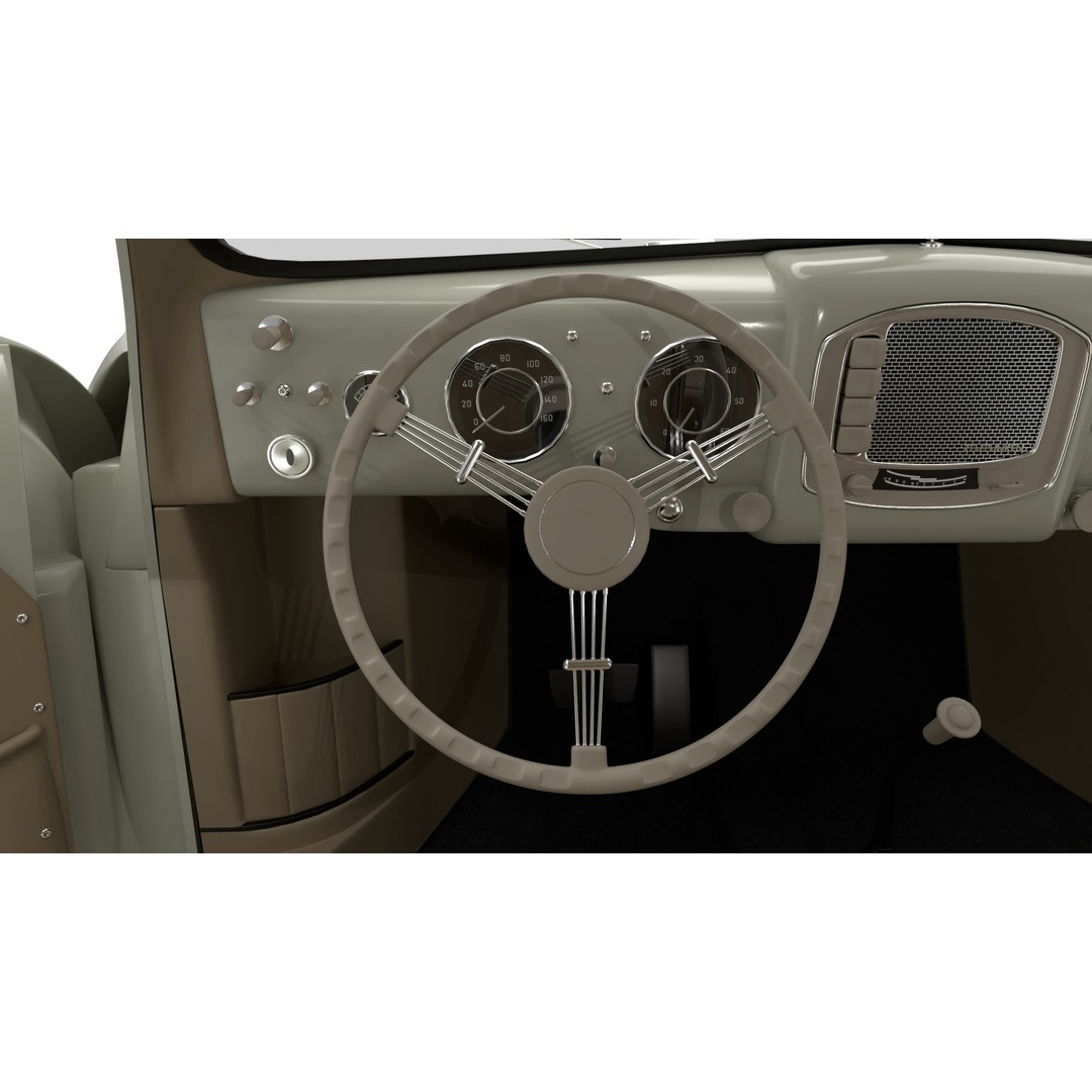 Porsche 356 1300 1952 3D Model – High Poly Rigged Classic Car, FBX, OBJ - View 24