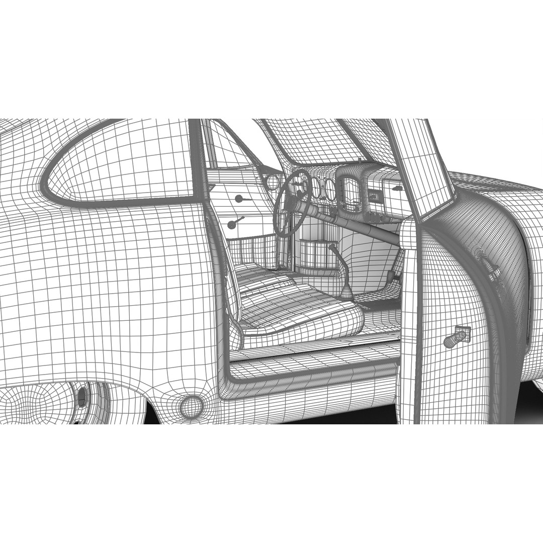 Porsche 356 1300 1952 3D Model – High Poly Rigged Classic Car, FBX, OBJ - View 34