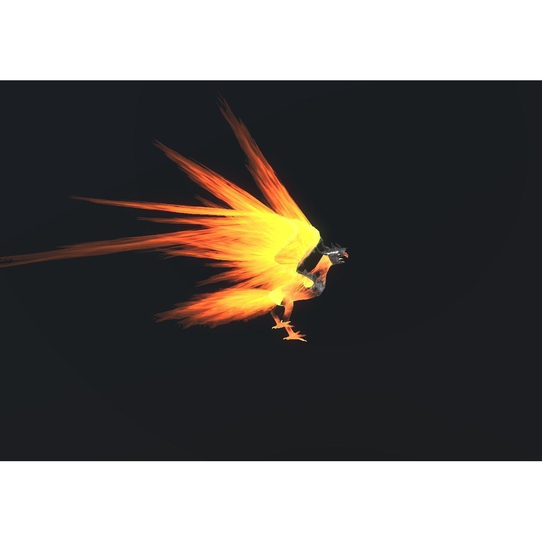 Fire Bird Phoenix 3D Model – Low Poly Game Asset, Unity Compatible