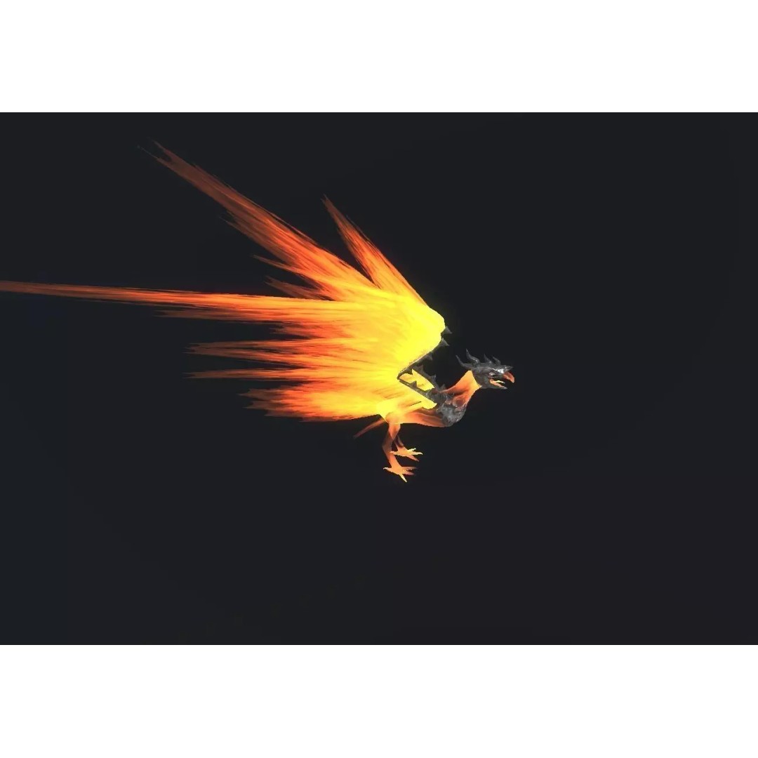 Fire Bird Phoenix 3D Model – Low Poly Game Asset, Unity Compatible - View 2
