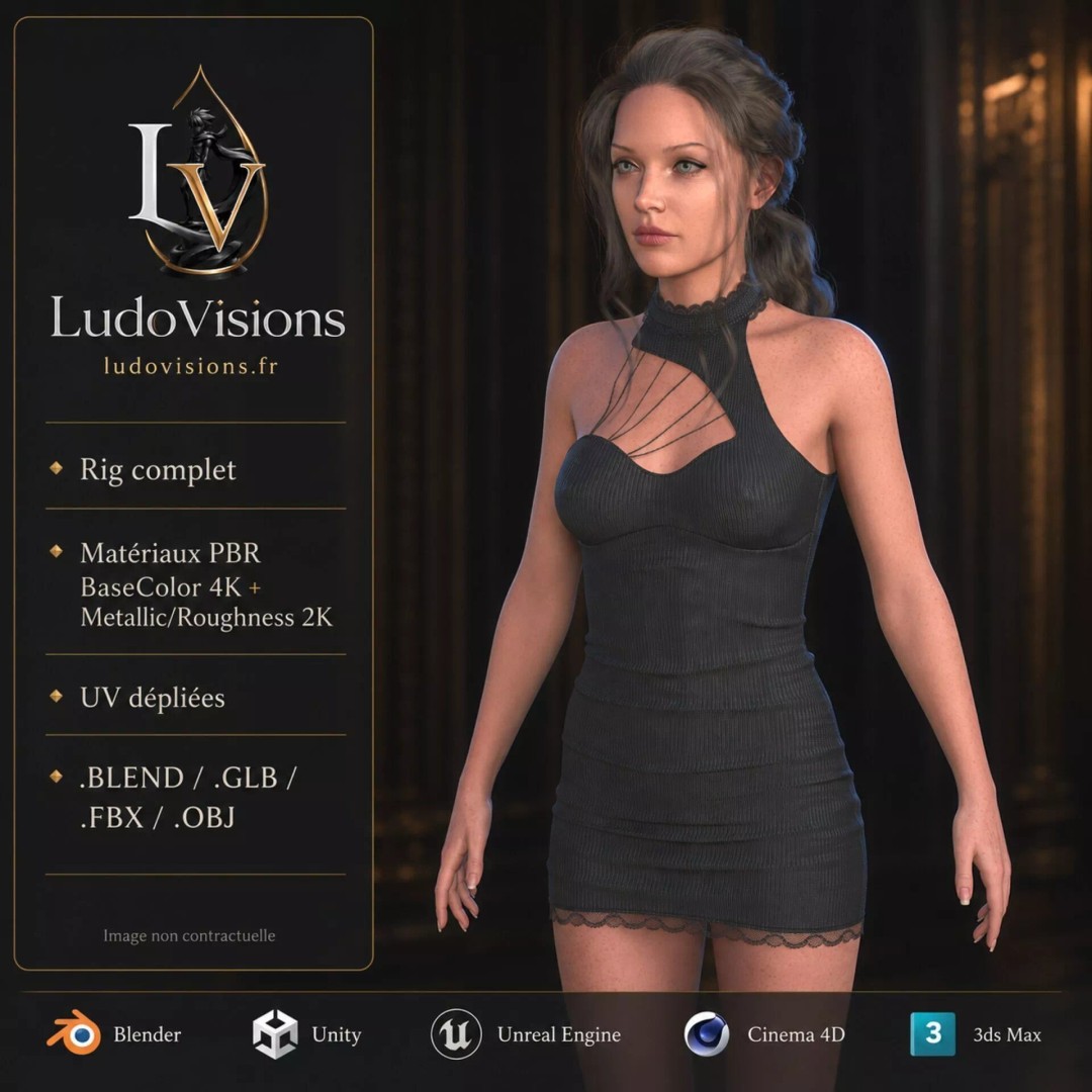 Realistic Woman 3D Model – Rigged Low-Poly Game Asset, FBX & Blender - View 3