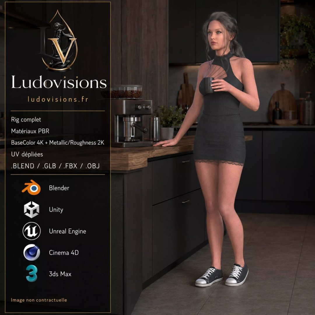 Realistic Woman 3D Model – Rigged Low-Poly Game Asset, FBX & Blender - View 5