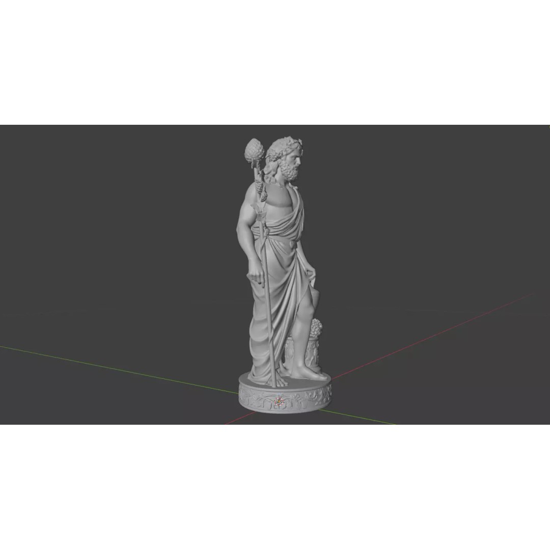 Dionysus Statue 3D Model – High Poly Greek God Sculpture, PBR Textures