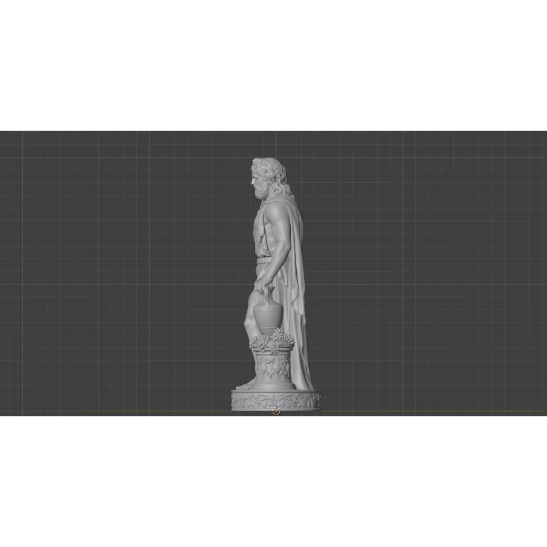 Dionysus Statue 3D Model – High Poly Greek God Sculpture, PBR Textures - View 10