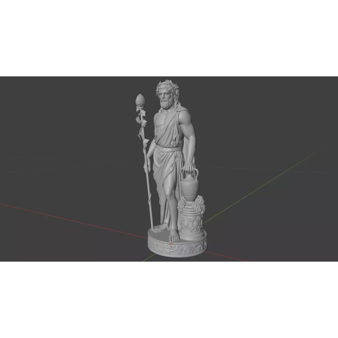 Dionysus Statue 3D Model – High Poly Greek God Sculpture, PBR Textures - View 14