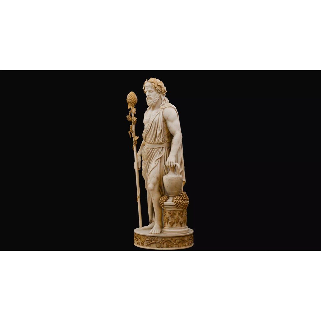 Dionysus Statue 3D Model – High Poly Greek God Sculpture, PBR Textures - View 3