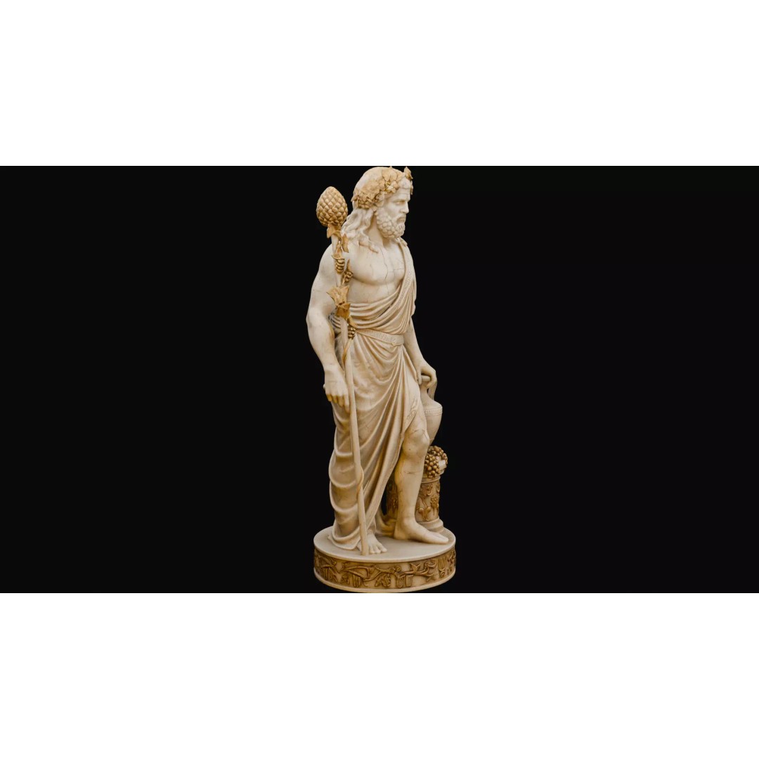 Dionysus Statue 3D Model – High Poly Greek God Sculpture, PBR Textures - View 4