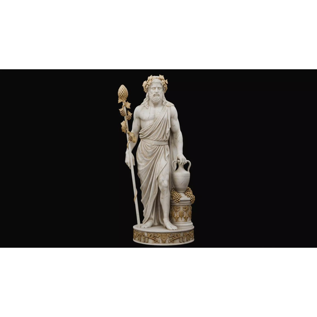 Dionysus Statue 3D Model – High Poly Greek God Sculpture, PBR Textures - View 6
