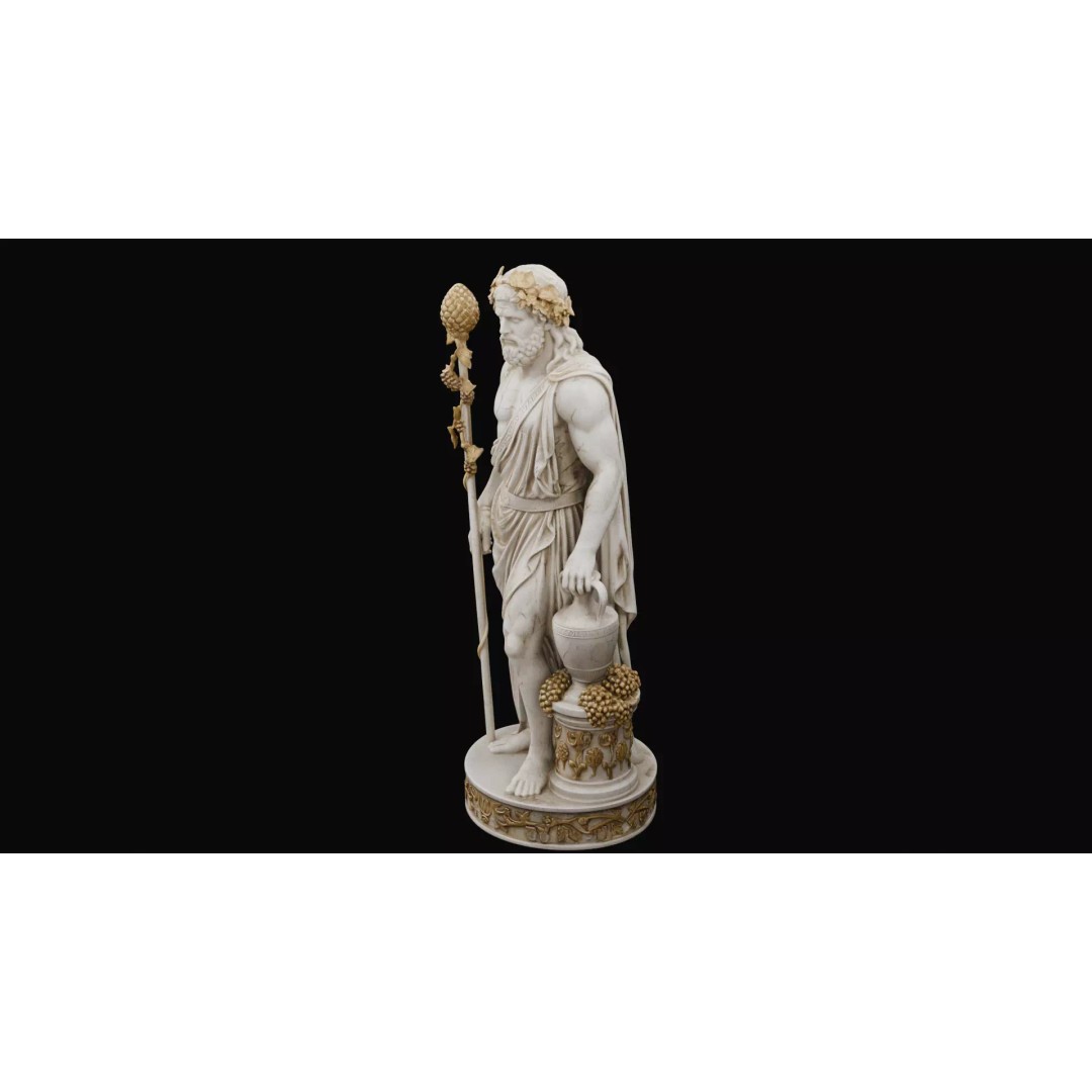 Dionysus Statue 3D Model – High Poly Greek God Sculpture, PBR Textures - View 7