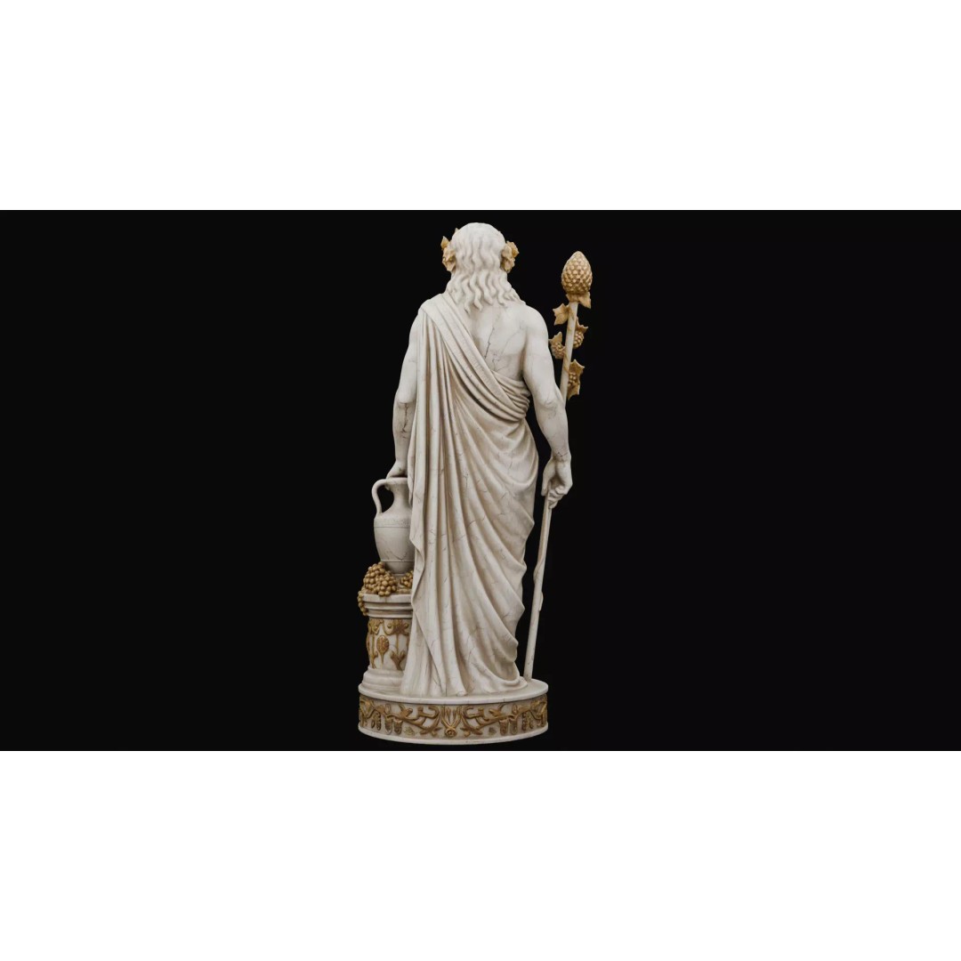 Dionysus Statue 3D Model – High Poly Greek God Sculpture, PBR Textures - View 8