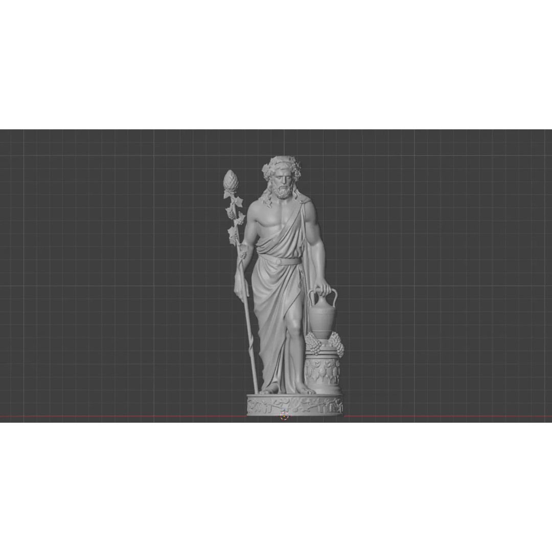 Dionysus Statue 3D Model – High Poly Greek God Sculpture, PBR Textures - View 9