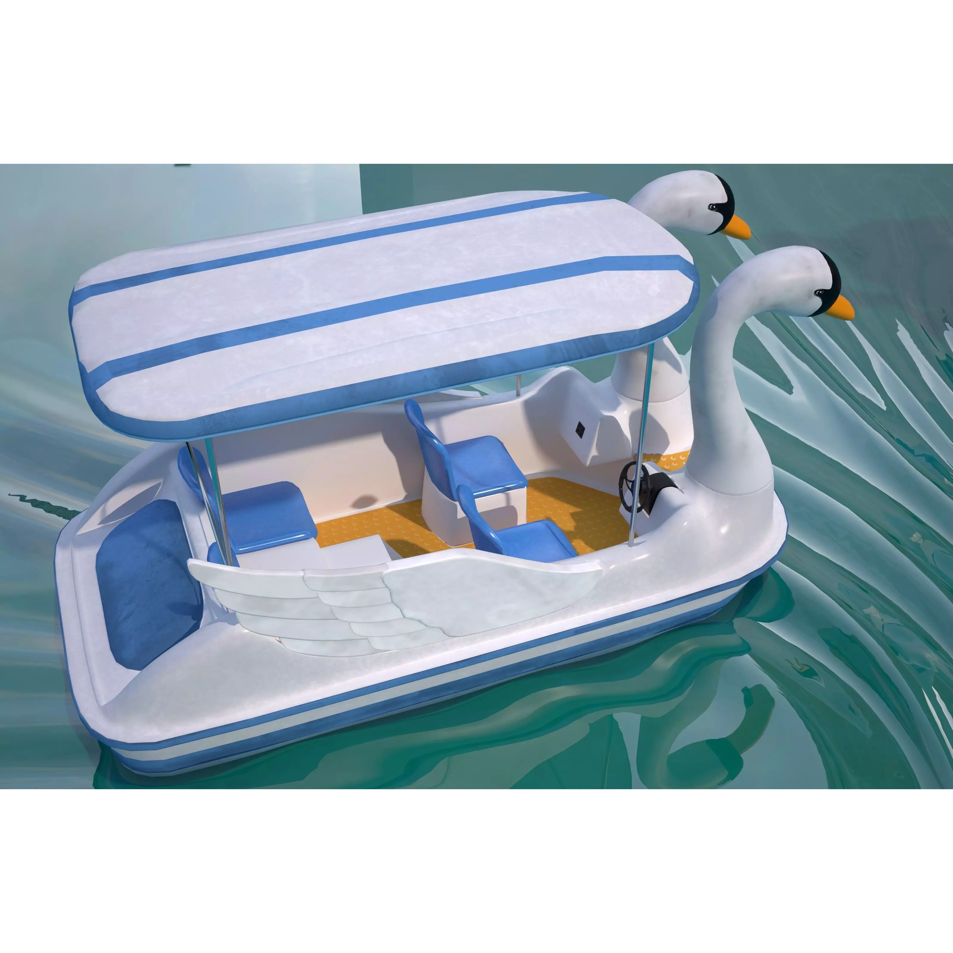 Swan Pedal Boat - Low-Poly Game-Ready 3D Model - View 11