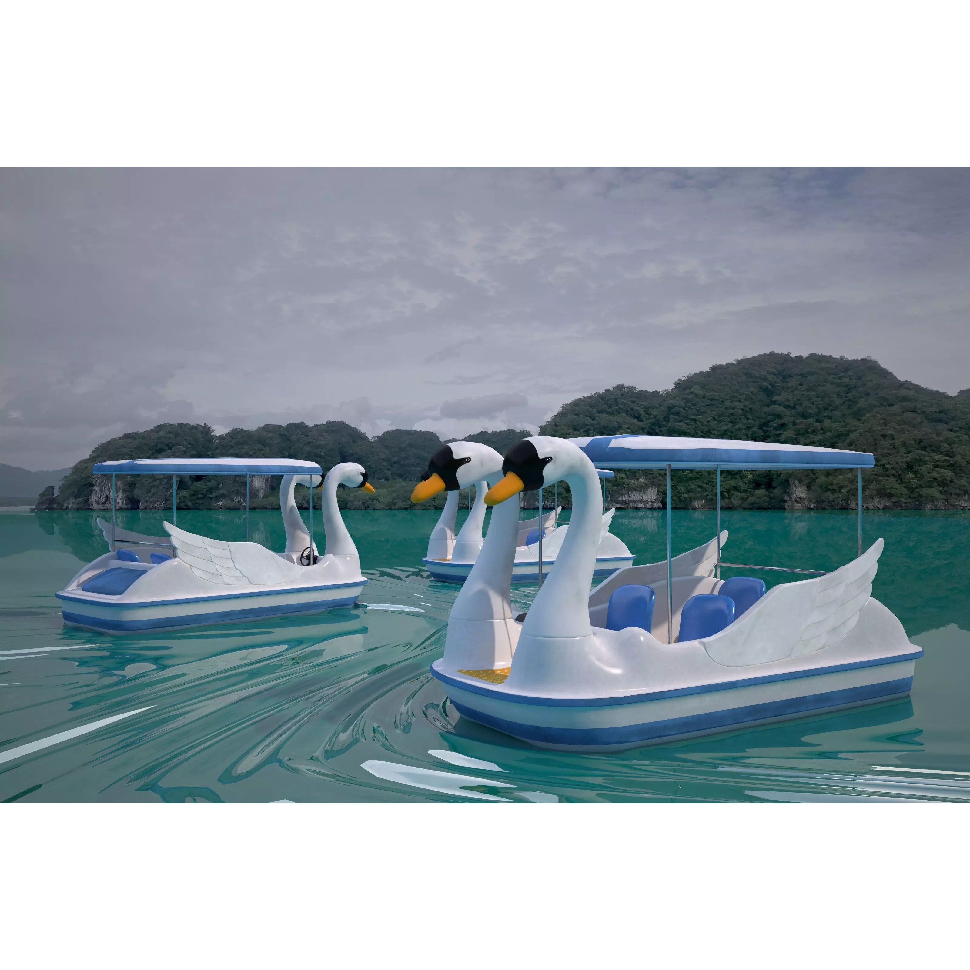 Swan Pedal Boat - Low-Poly Game-Ready 3D Model - View 2