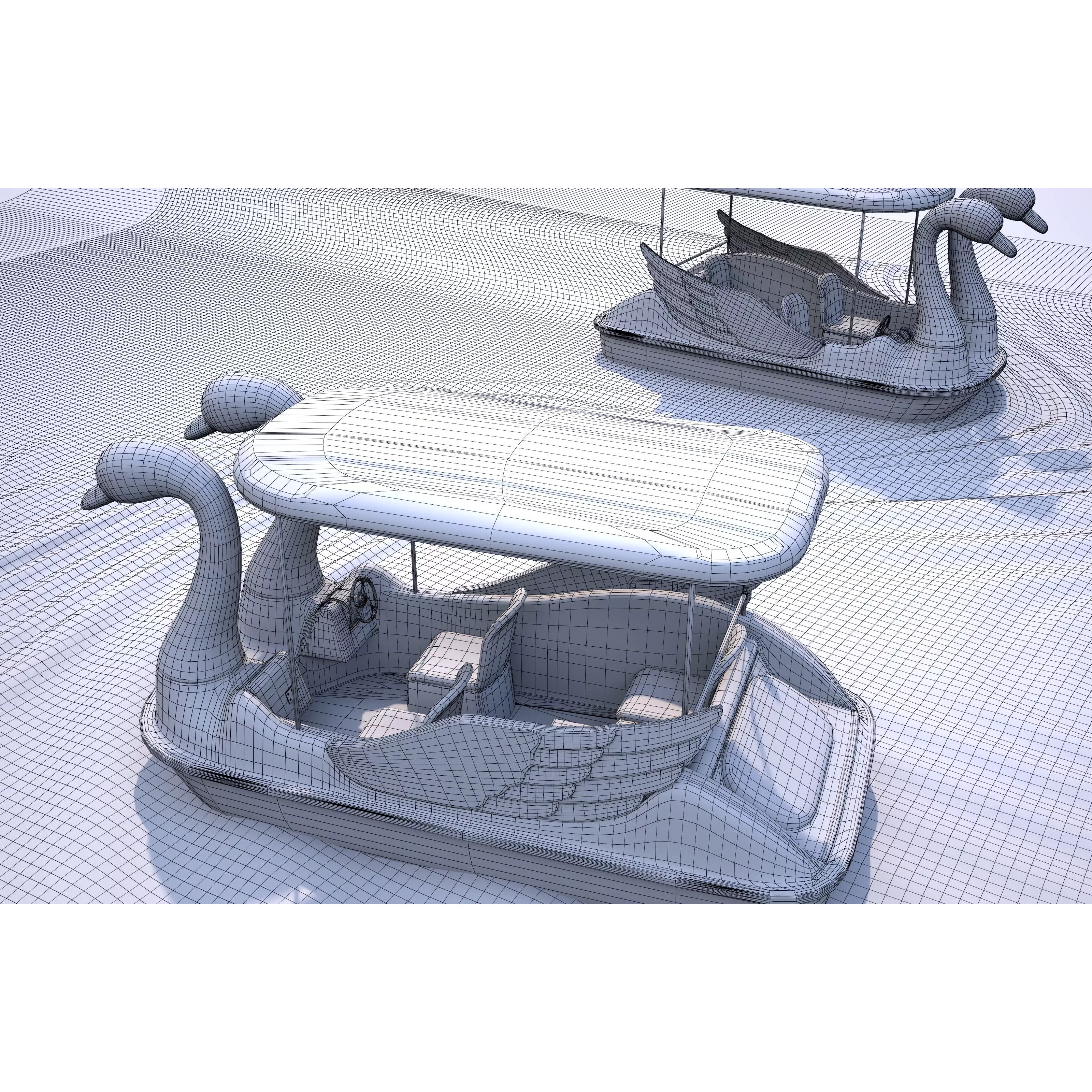 Swan Pedal Boat - Low-Poly Game-Ready 3D Model - View 23