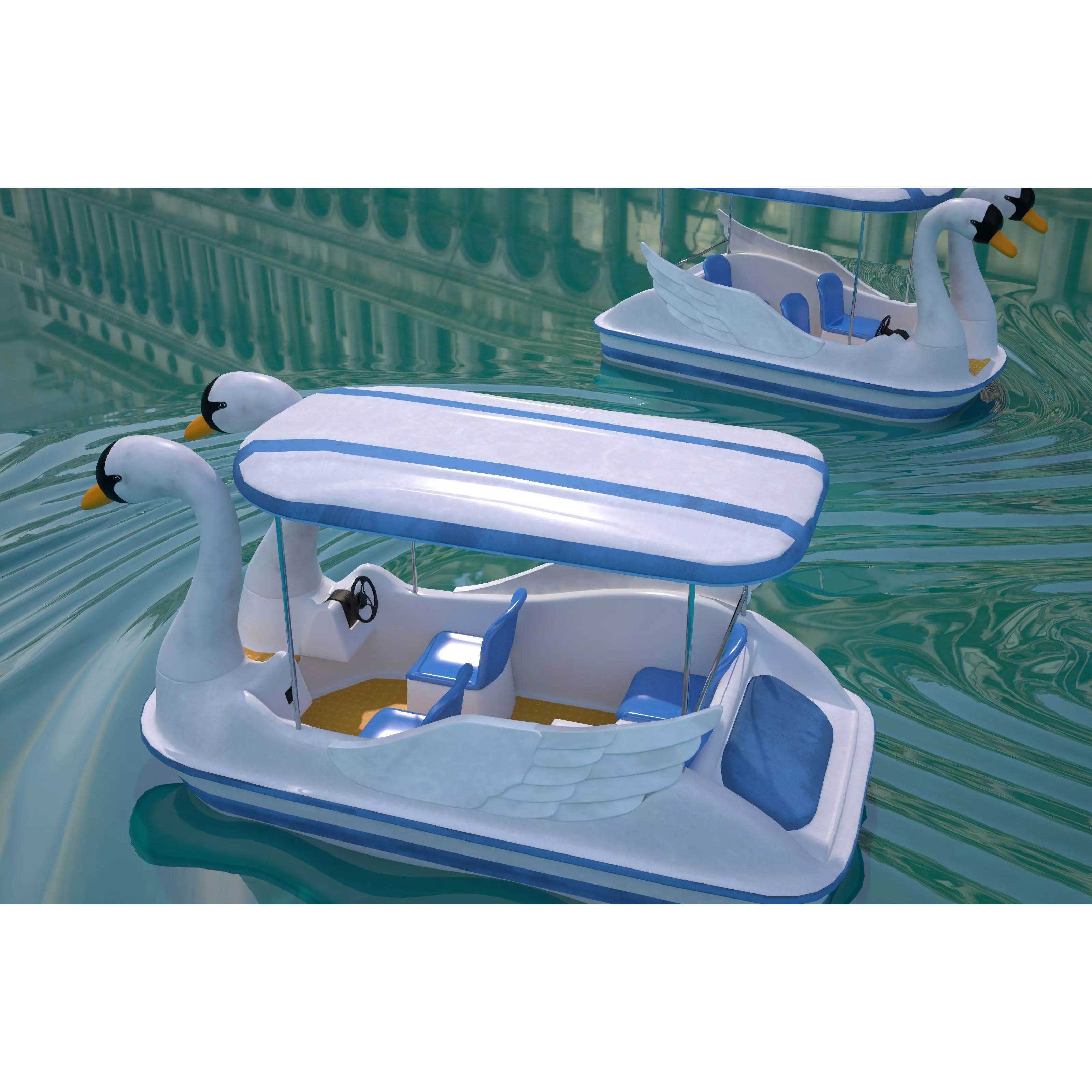 Swan Pedal Boat - Low-Poly Game-Ready 3D Model - View 4