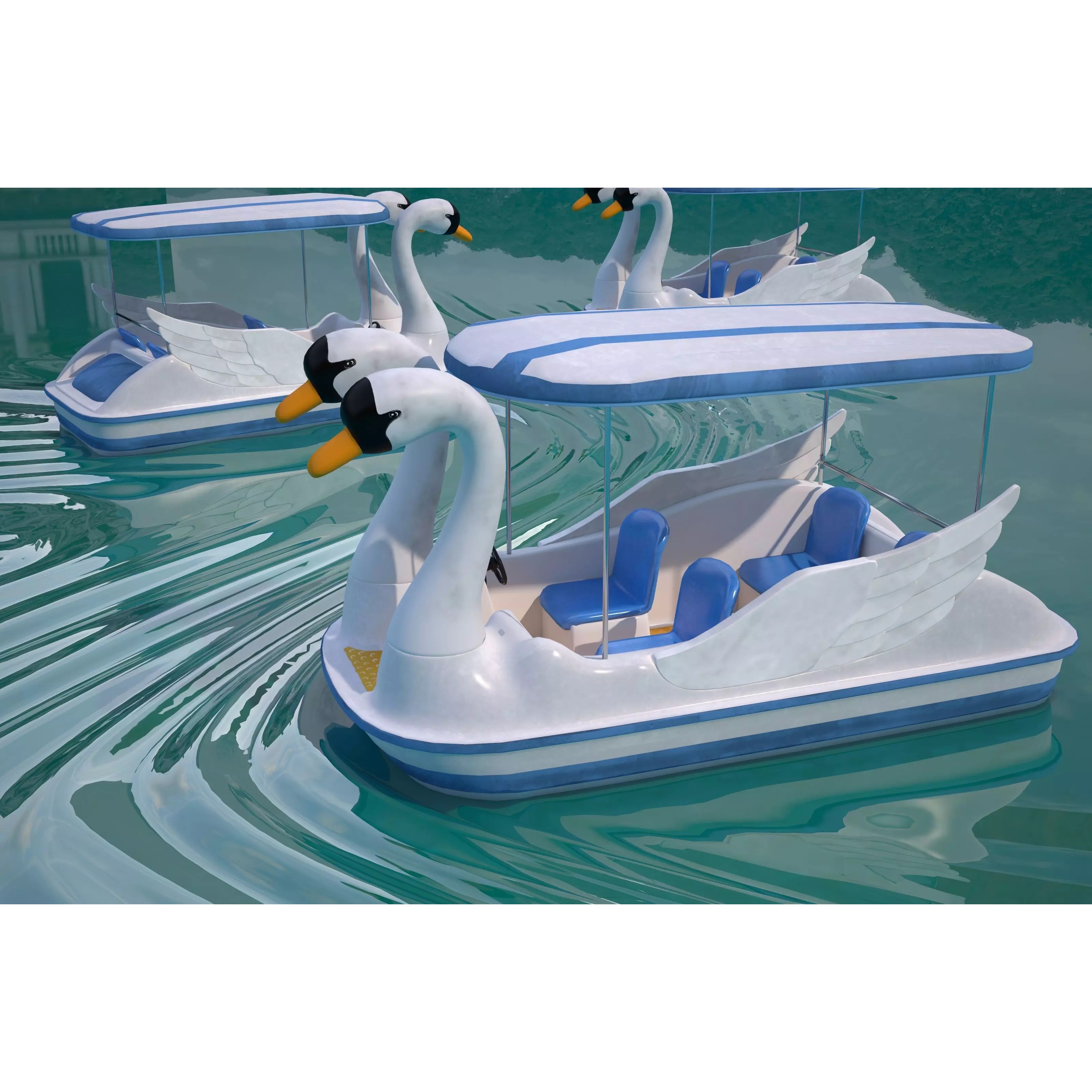 Swan Pedal Boat - Low-Poly Game-Ready 3D Model - View 7