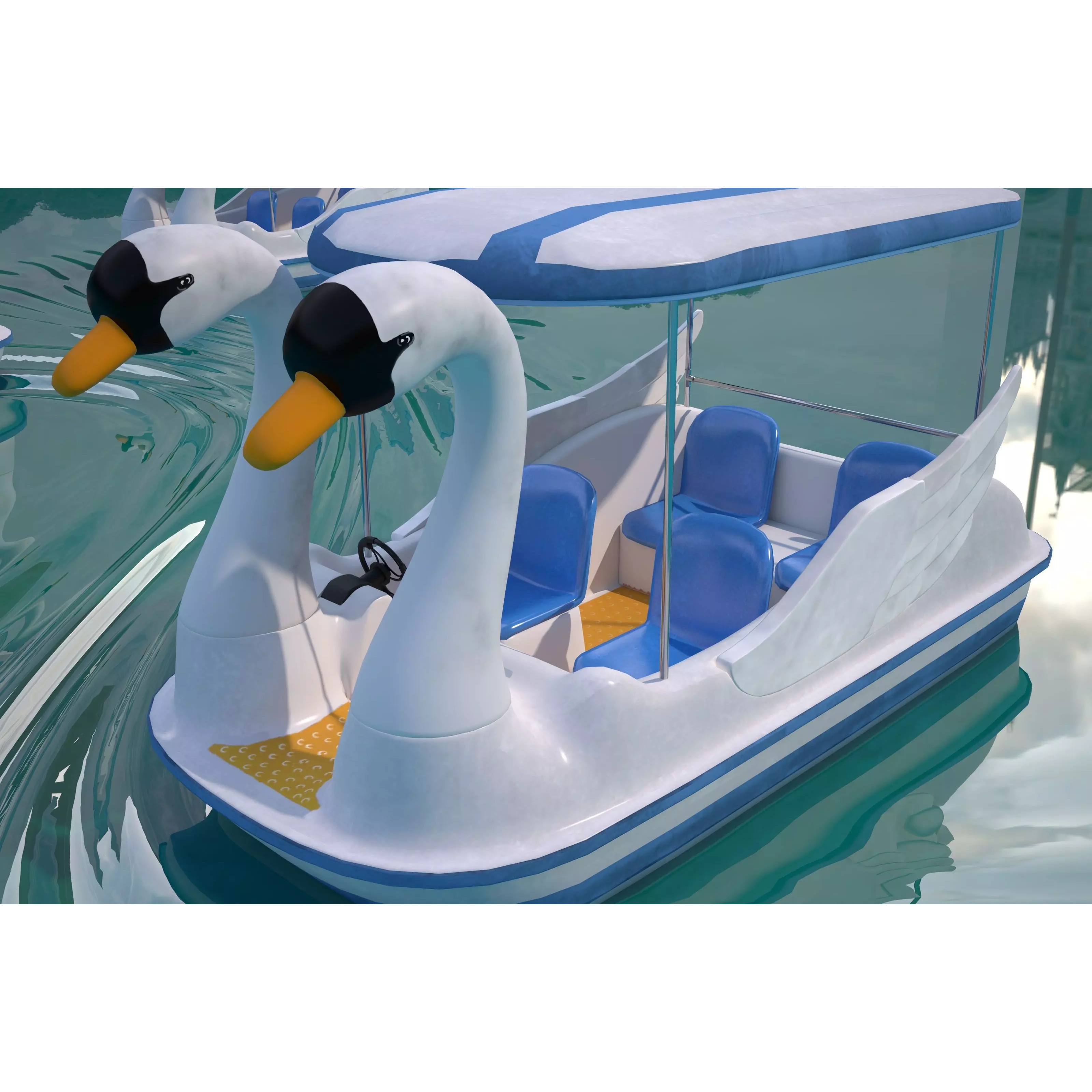 Swan Pedal Boat - Low-Poly Game-Ready 3D Model - View 8