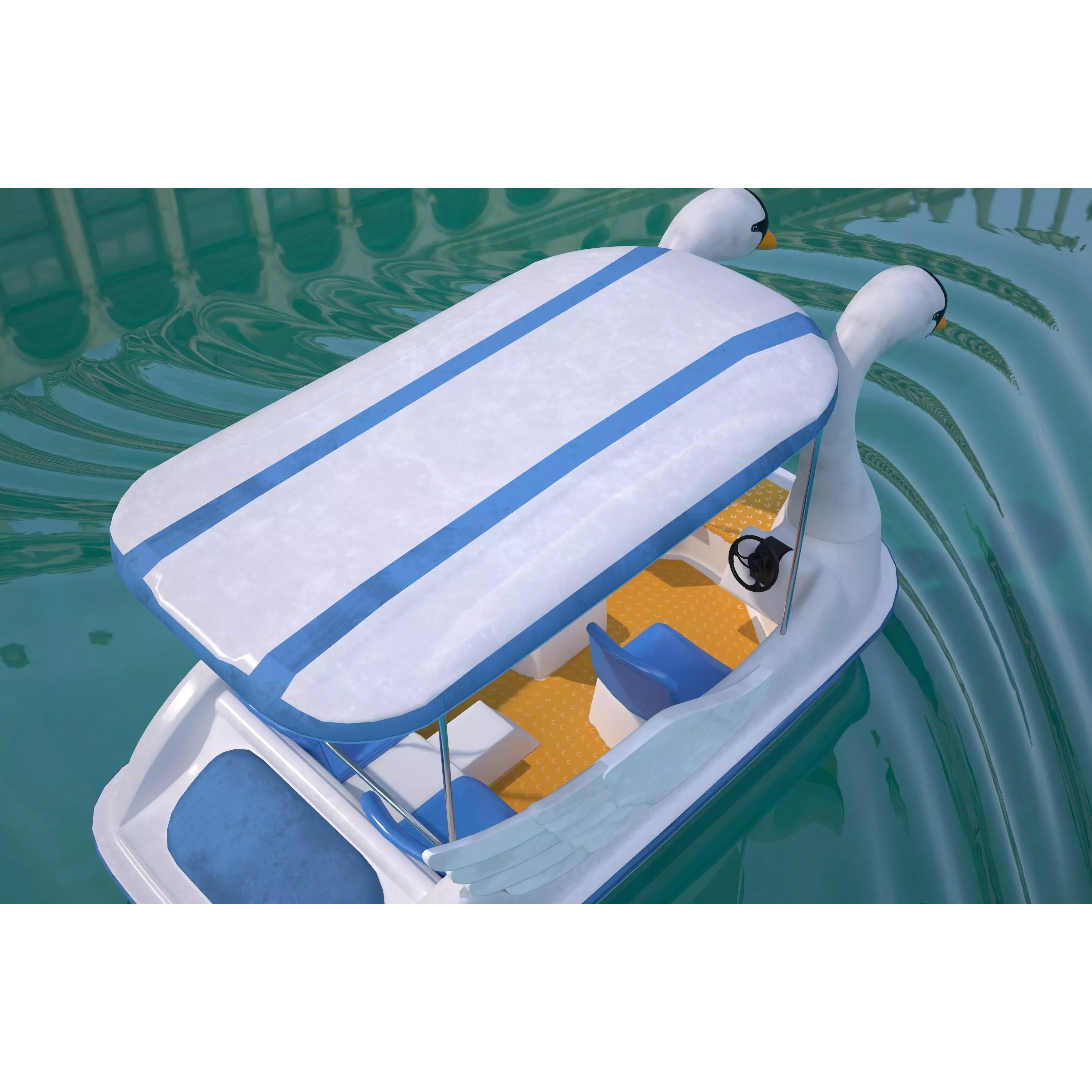 Swan Pedal Boat - Low-Poly Game-Ready 3D Model - View 9