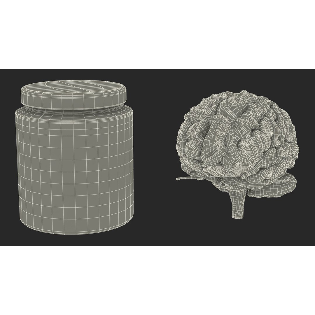 Human Brain in Glass Jar 3D Model – High Poly PBR Asset, FBX, OBJ