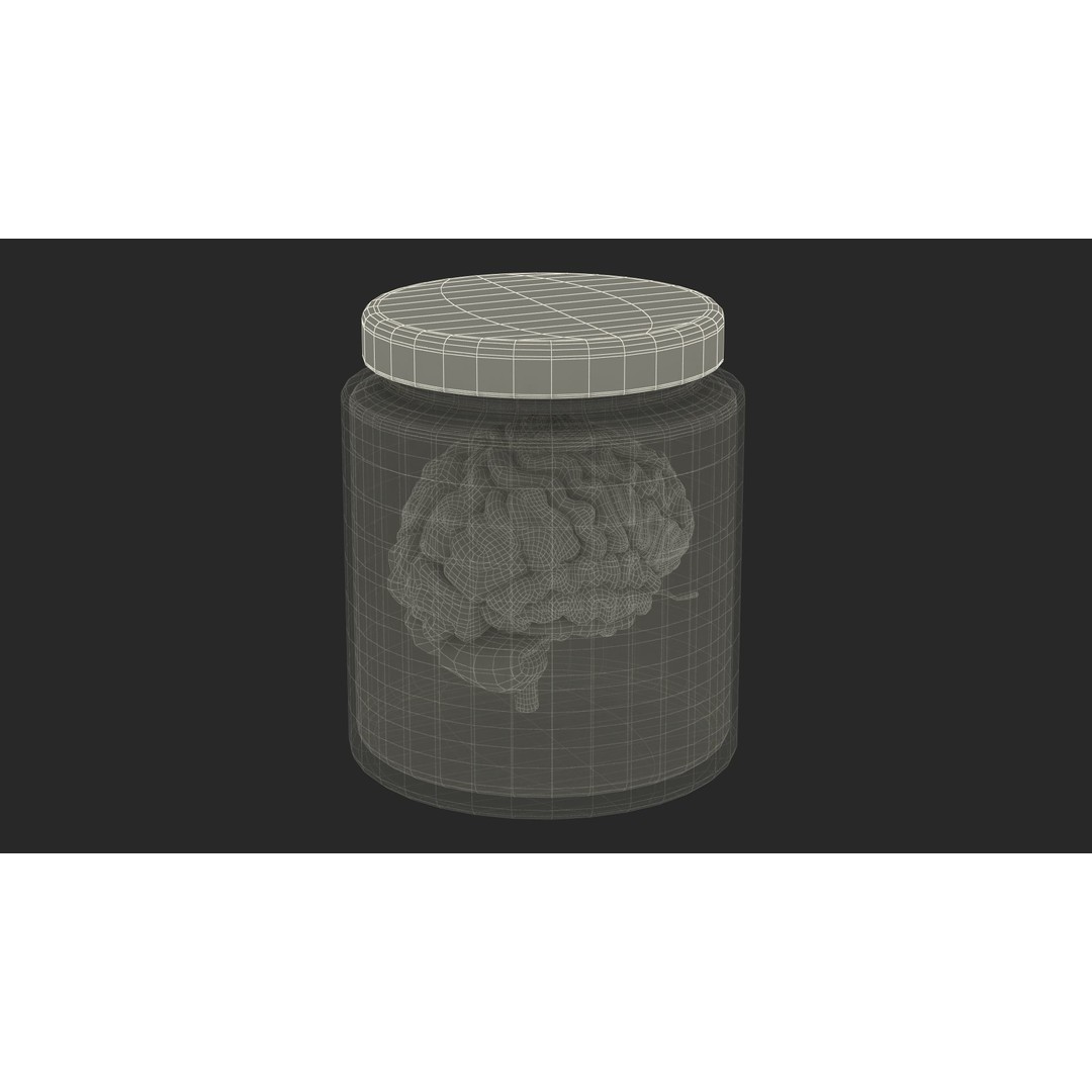 Human Brain in Glass Jar 3D Model – High Poly PBR Asset, FBX, OBJ - View 20