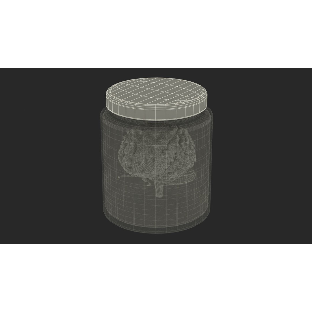 Human Brain in Glass Jar 3D Model – High Poly PBR Asset, FBX, OBJ - View 23