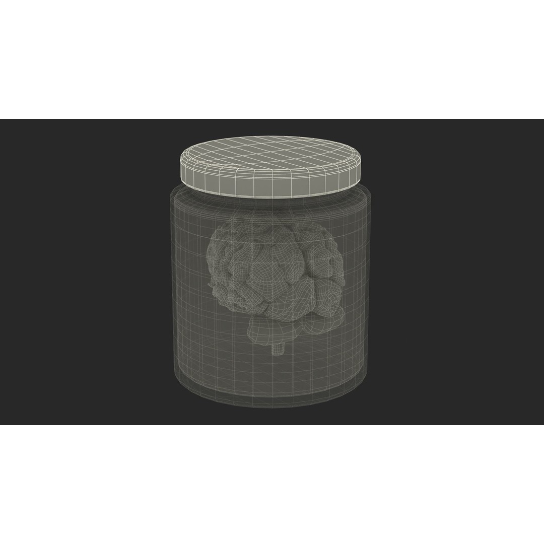 Human Brain in Glass Jar 3D Model – High Poly PBR Asset, FBX, OBJ - View 24
