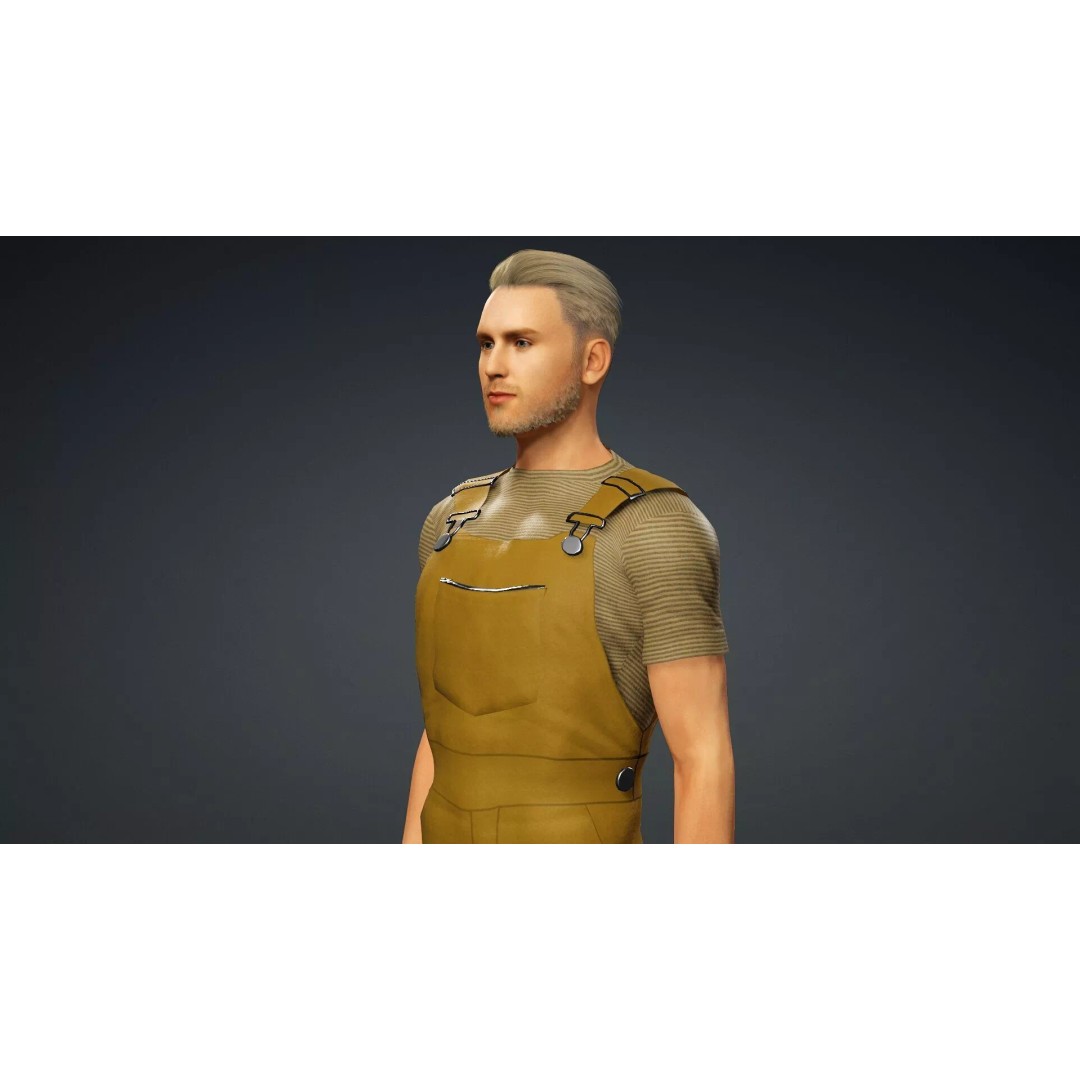 Farmer Character 3D Model – Realistic Game-Ready Asset, FBX - View 10