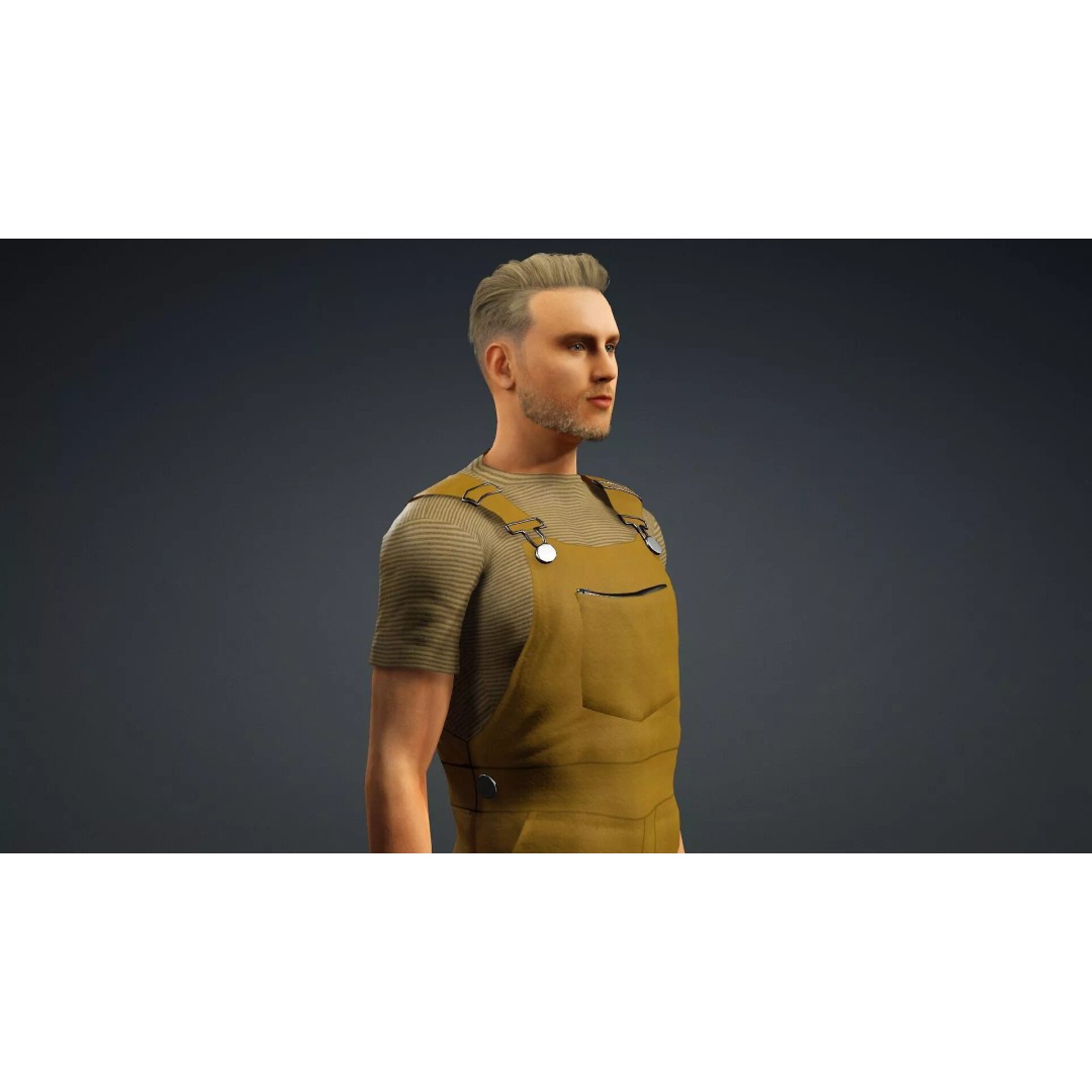 Farmer Character 3D Model – Realistic Game-Ready Asset, FBX - View 9