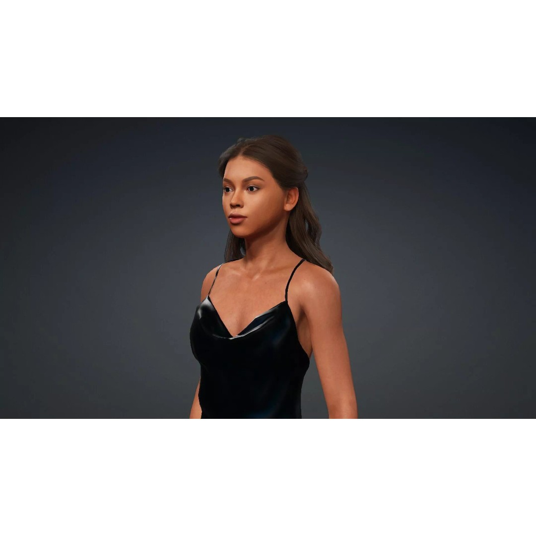 Black Woman 3D Model – Realistic Rigged Character for Animation - View 10