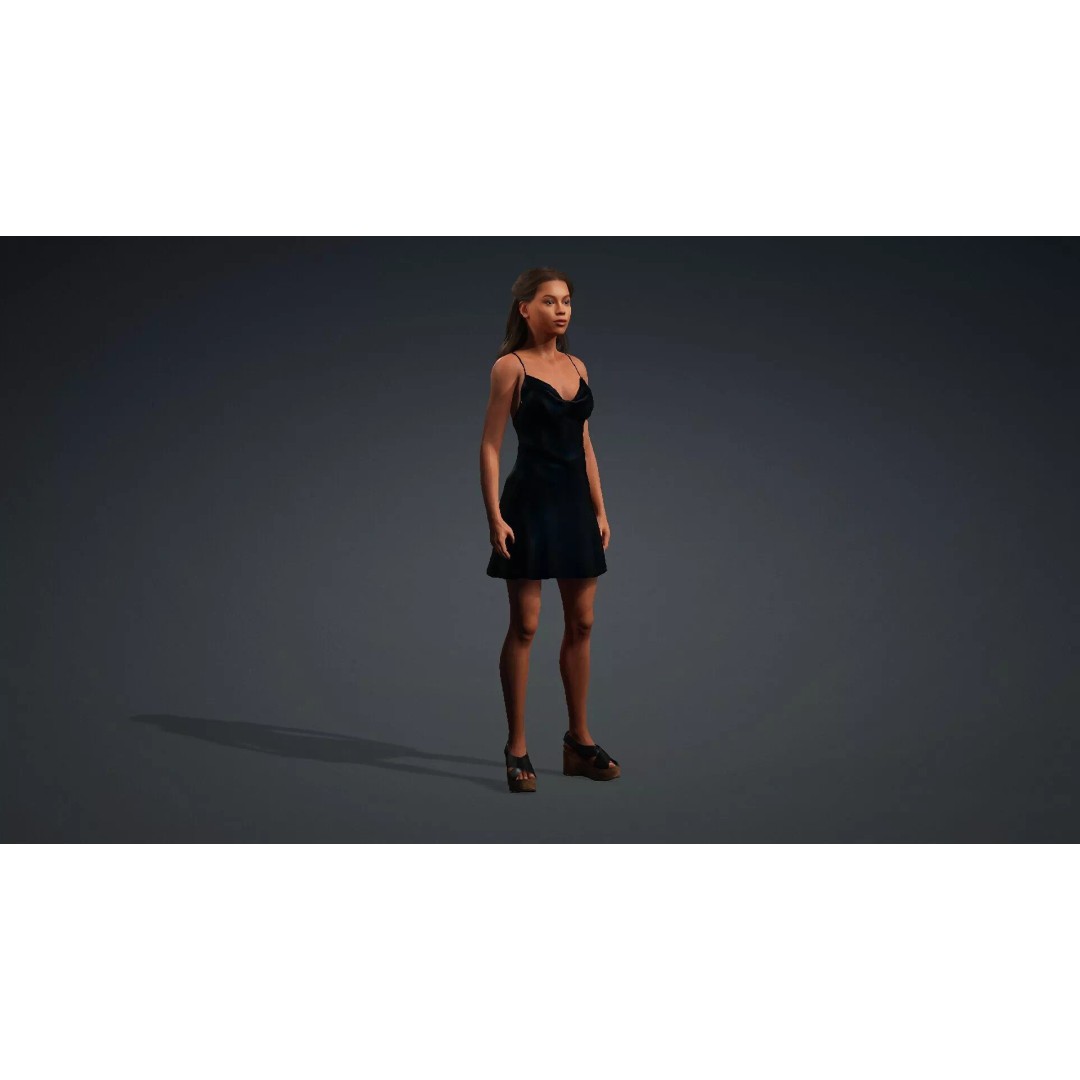 Black Woman 3D Model – Realistic Rigged Character for Animation - View 11